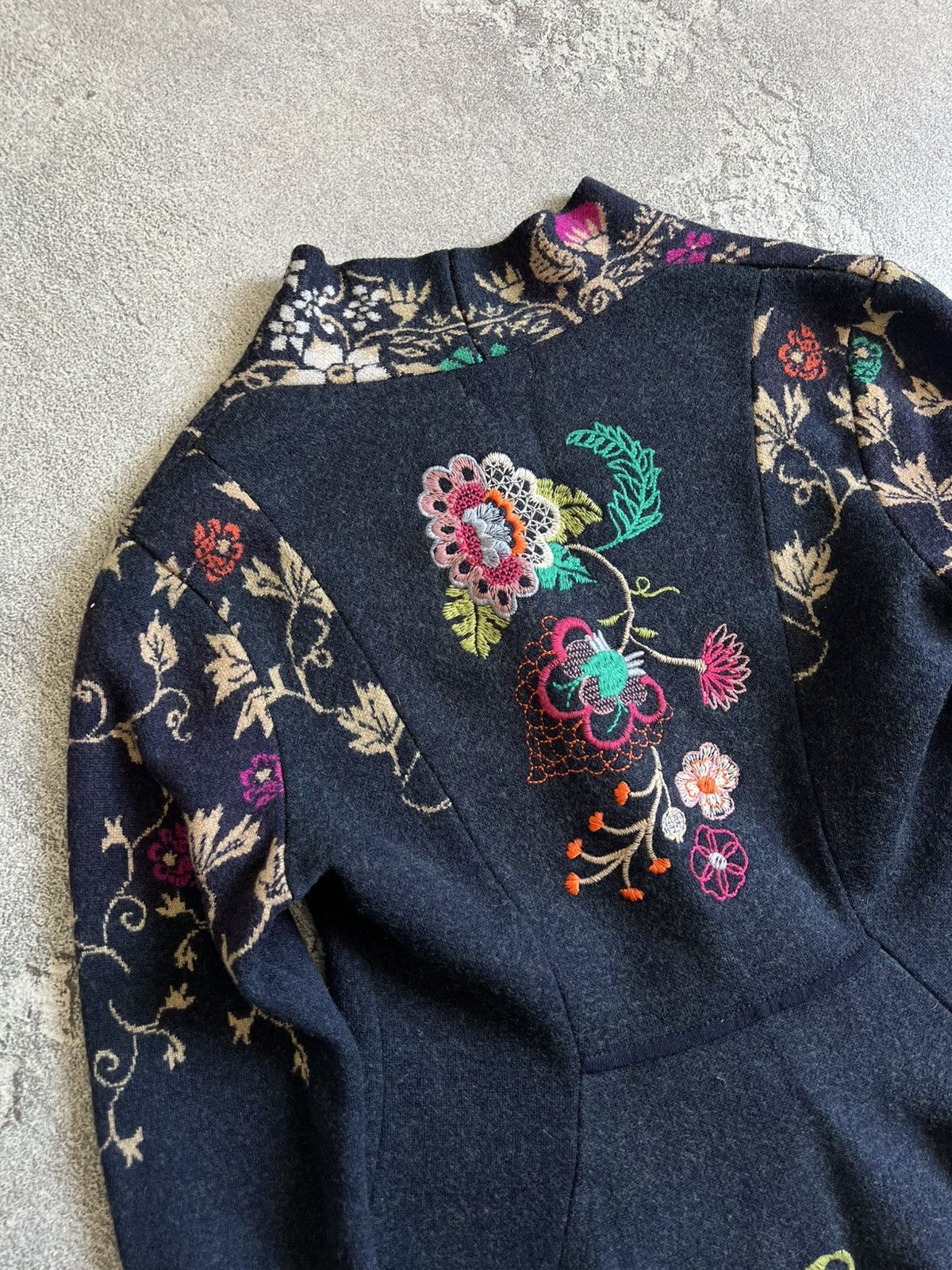 Designer IVKO Wool Floral Pattern Knitted Cardigan Snap Sweater Sz 36 Size XS / US 0-2 / IT 36-38 - 7 Thumbnail