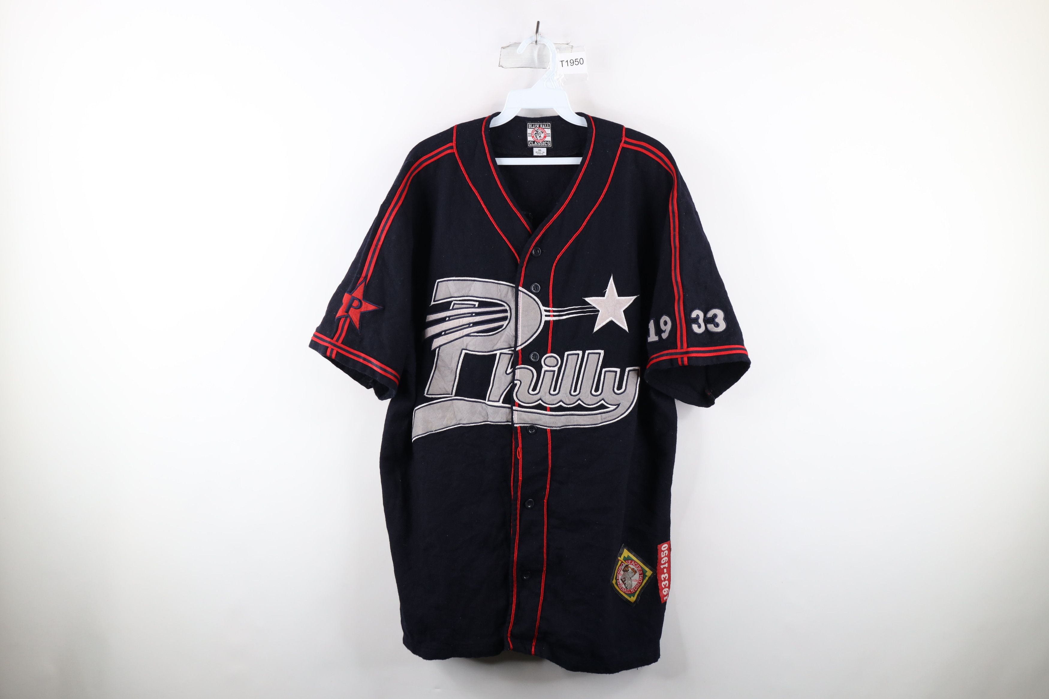 image of Vintage 90's Negro League Baseball Philadelphia Stars Jersey in Blue, Men's (Size XL)