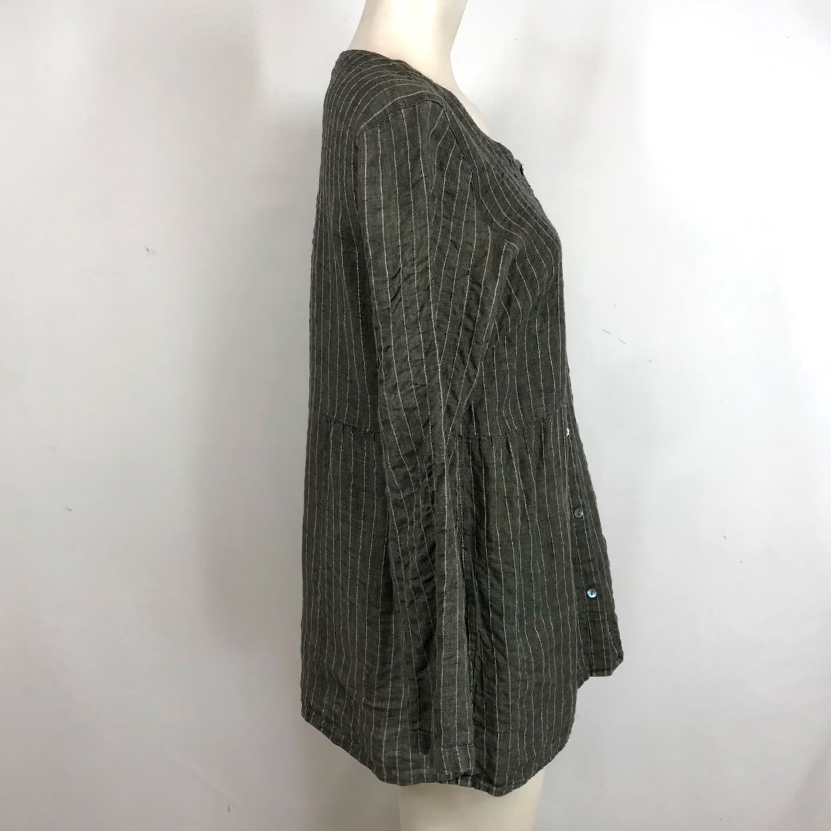J. Jill PURE JILL - WOMEN' SMALL -GREEN LINEN TOP Size S / US 4 / IT 40 - 4 Thumbnail