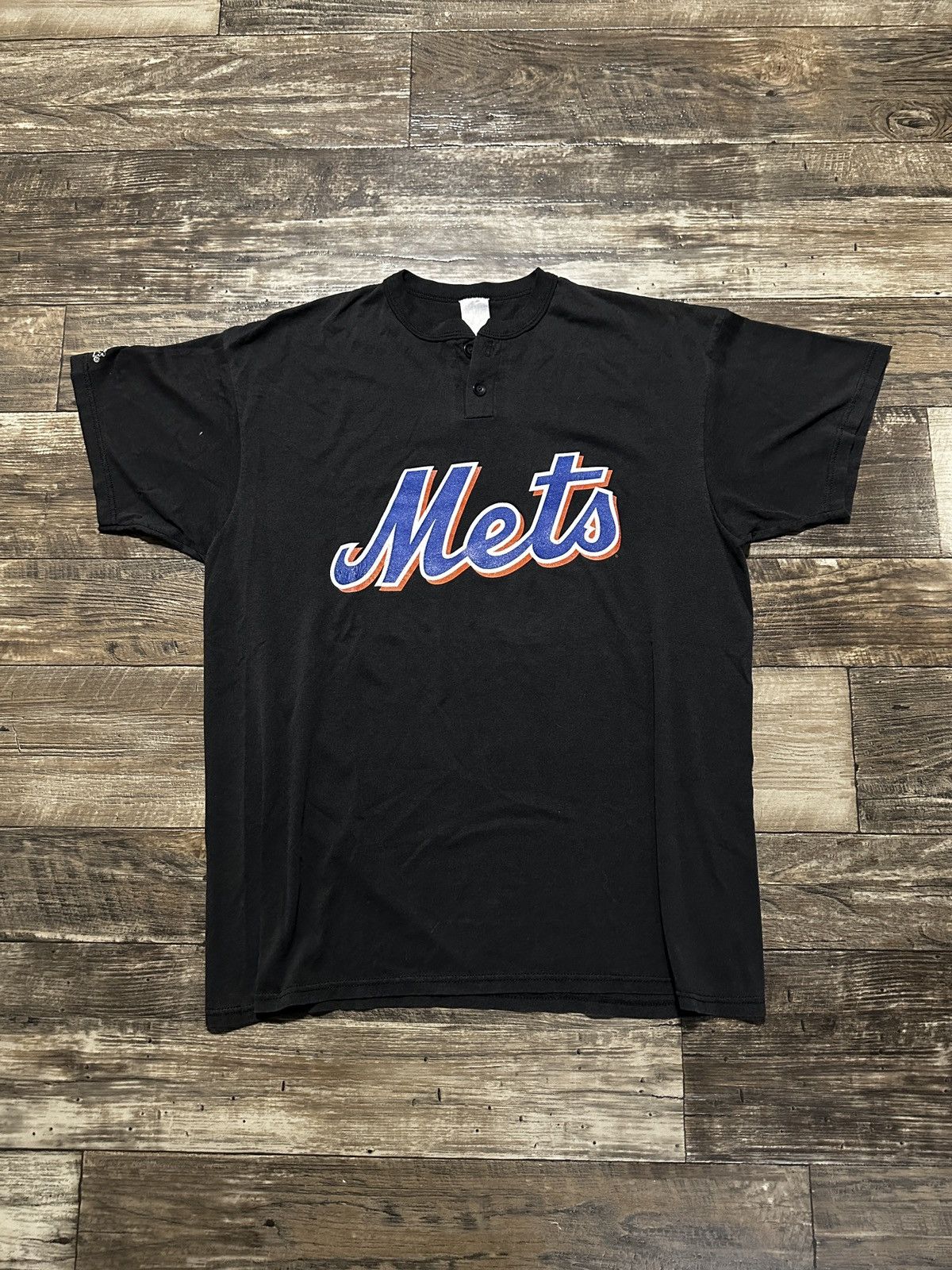 MLB Vintage 90s NY Mets Henley Tee Size US XL / EU 56 / 4 - 1 Thumbnail