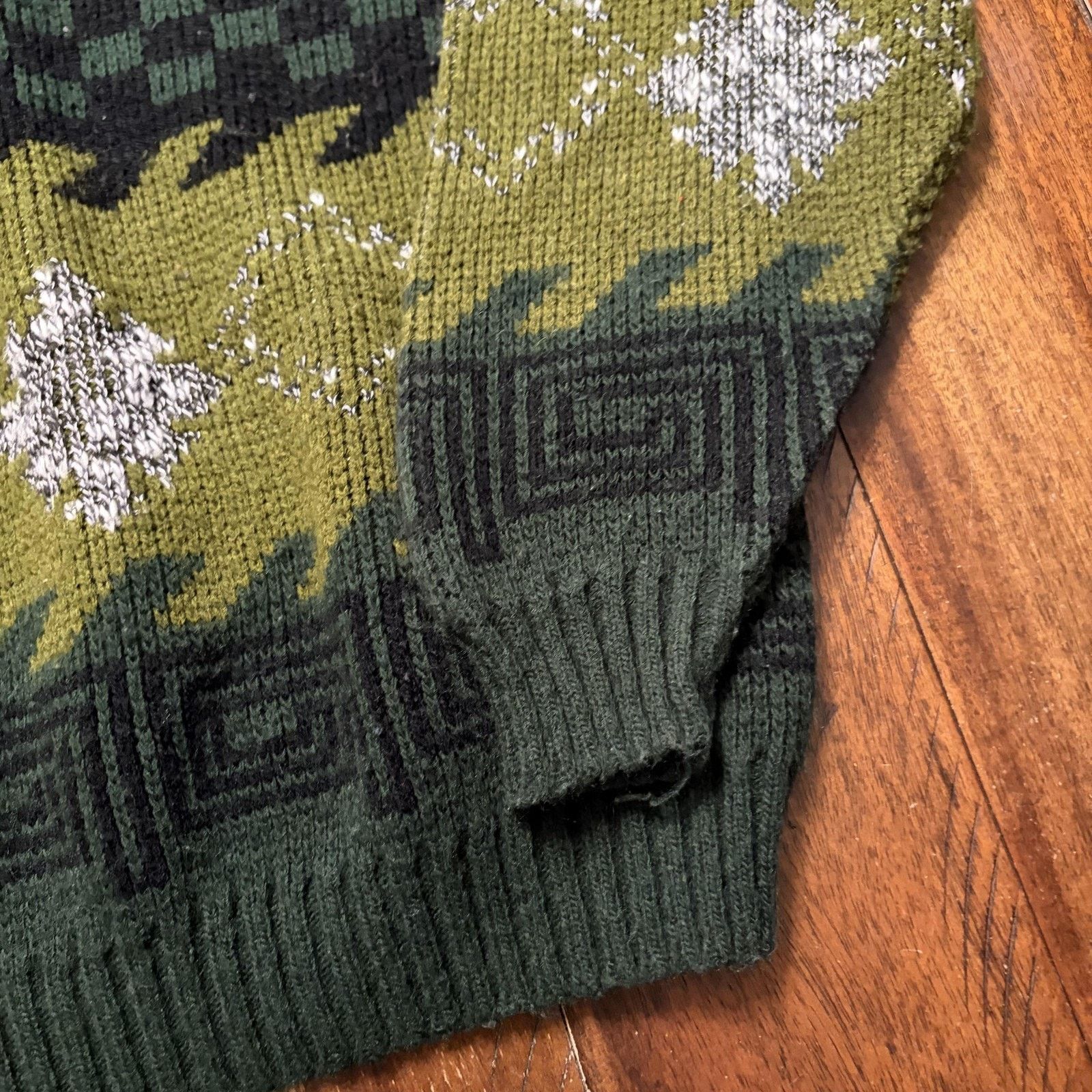 Vintage Vtg Adam Sloane Sweater Mens L Green Geometric Knit USA 90s Size US L / EU 52-54 / 3 - 6 Thumbnail