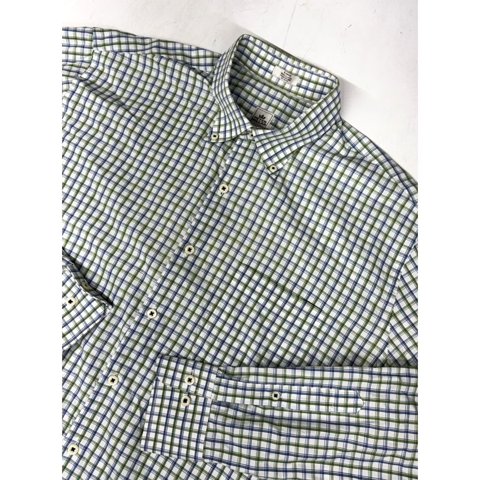 Peter Millar Peter Millar Shirt Mens Large Green Blue Plaid Check Cotton Preppy Casual Size US L / EU 52-54 / 3 - 2 Thumbnail