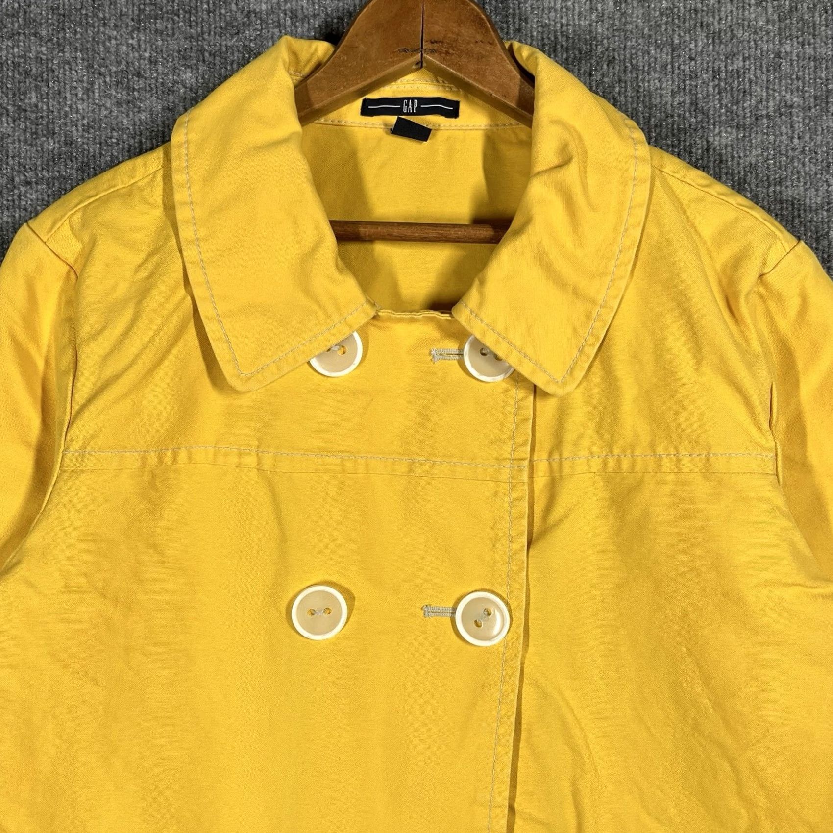 Gap VINTAGE Gap Yellow Peacoat Womens XL Jacket Cotton Double Breasted Size XL / US 12-14 / IT 48-50 - 2 Thumbnail