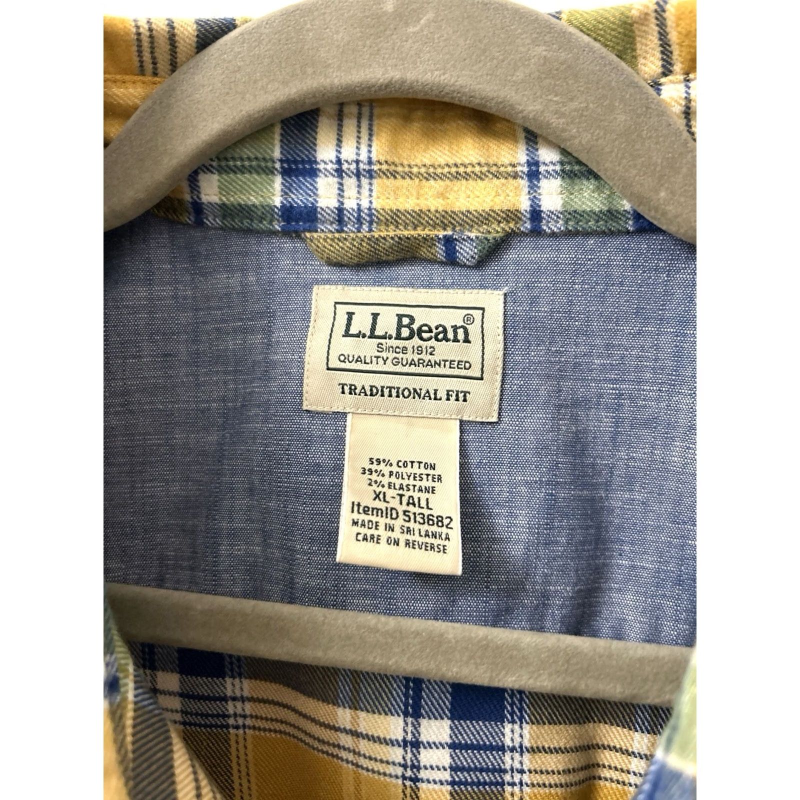 Vintage L.L. Bean Flannel Shirt Mens XL Yellow Plaid Button-Up Classic Fit Long Sleeve L/S Pockets Size US XL / EU 56 / 4 - 5 Thumbnail