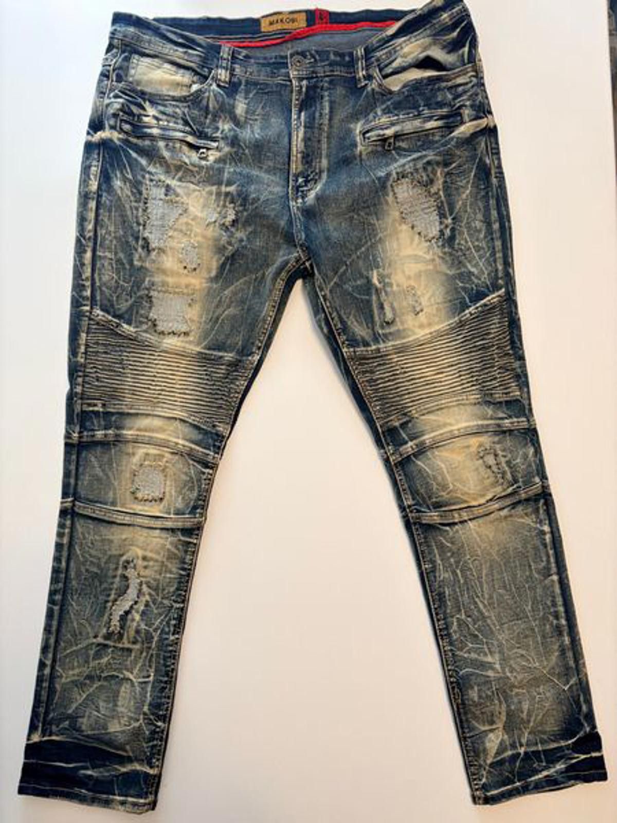Other Makobi Prado Men's Vintage Biker Jean Dirt Wash (Size 42x32) Size US 42 / EU 58 - 1 Thumbnail