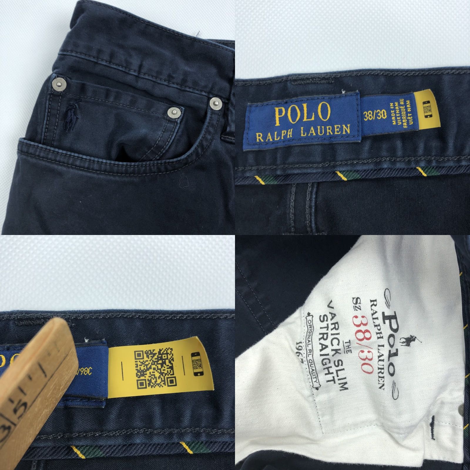 Polo Ralph Lauren Polo Ralph Lauren Men's Navy Blue Varick Slim Straight Leg Pants 38x30 Size 38 Regular Navy Blue Chino Straight 5-Pocket Design Size US M / EU 48-50 / 2 - 8 Thumbnail