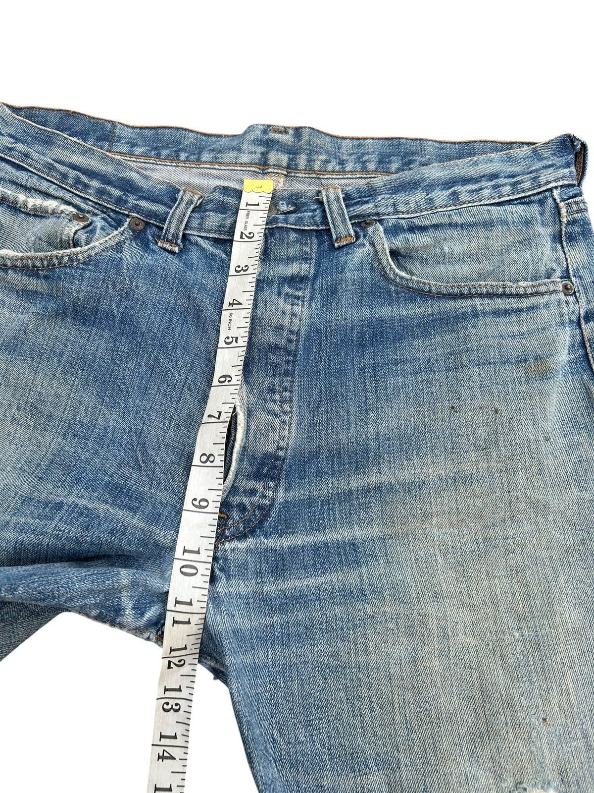 Levi's Thrashed 70s-80s Vintage Levis 6 Selvedge Short Denim jeans Size US 33 - 19 Thumbnail