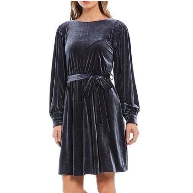 Calvin Klein NWT Calvin Klein Velvet Dress Size 12 Gray Silver NO Belt Size XL / US 12-14 / IT 48-50 - 9 Thumbnail