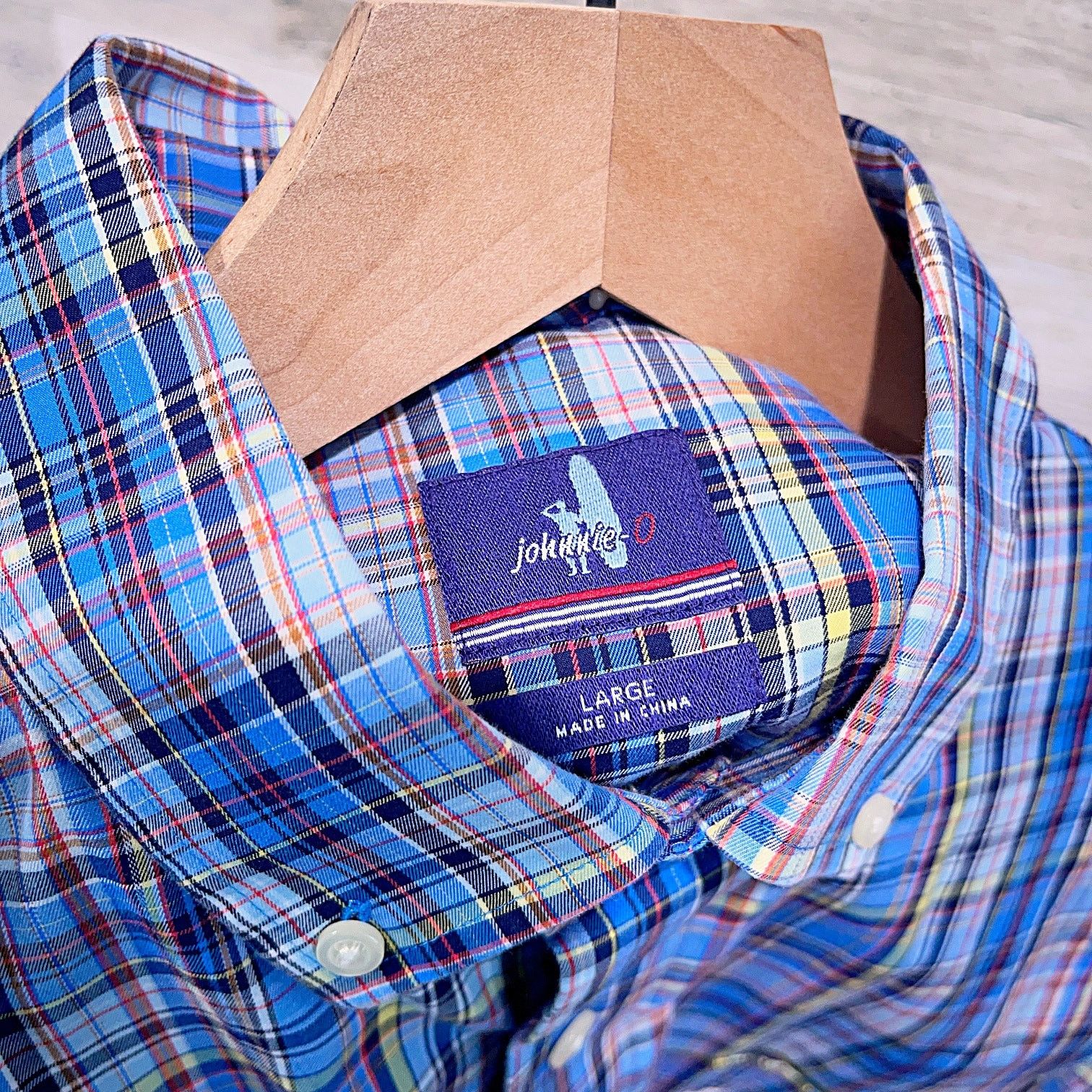 johnnie-O Johnnie O Twill Button Down Shirt Blue Plaid Long Sleeve L Size US L / EU 52-54 / 3 - 5 Thumbnail