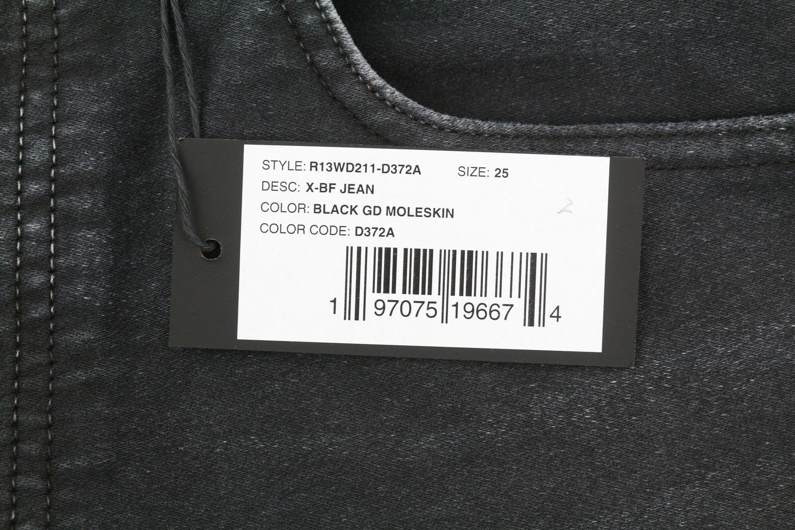 R13 X-BF 25 Black Garment Dyed Moleskin Cropped FW25 86530 Size 25" / US 0 / IT 36 - 7 Thumbnail