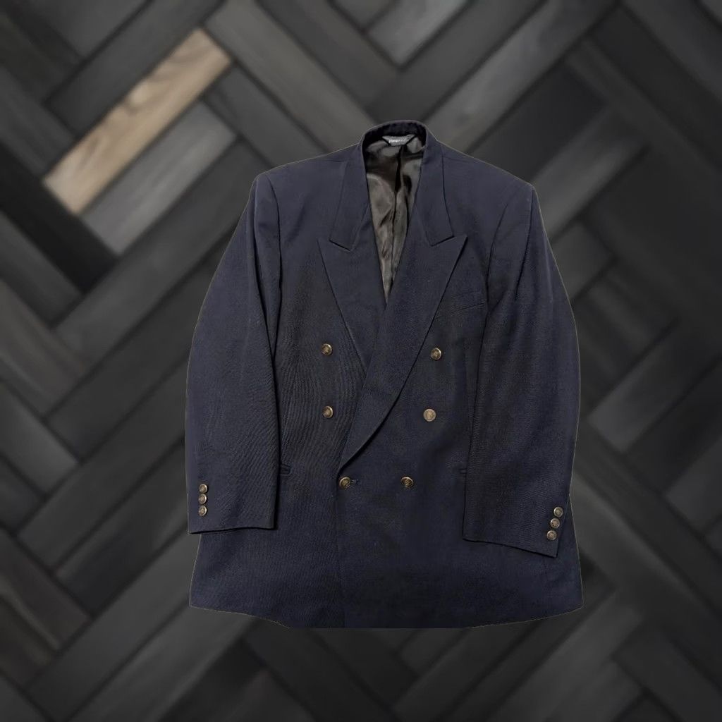 Pierre Cardin VINTAGE Pierre Cardin blazer jacket Navy blue double-breasted 44R Wool Wool Blazer Men USMade Navy Mens Size 44R - 1 Thumbnail