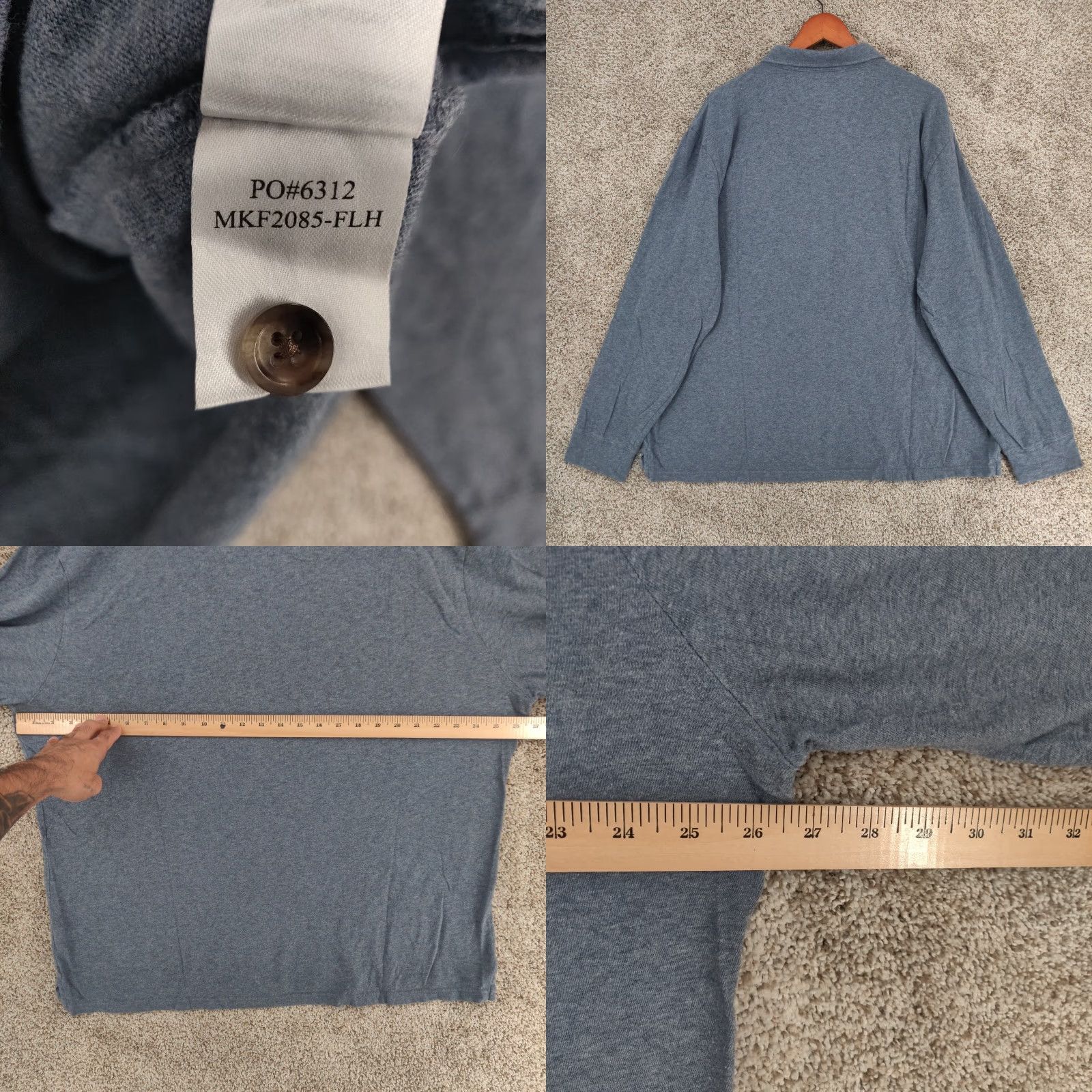 Faherty Faherty Polo Shirt Mens 2XL Blue Long Sleeve Polo Shirt Organic Cotton Pocket Knit Button Logo Pocket Size US XXL / EU 58 / 5 - 8 Thumbnail