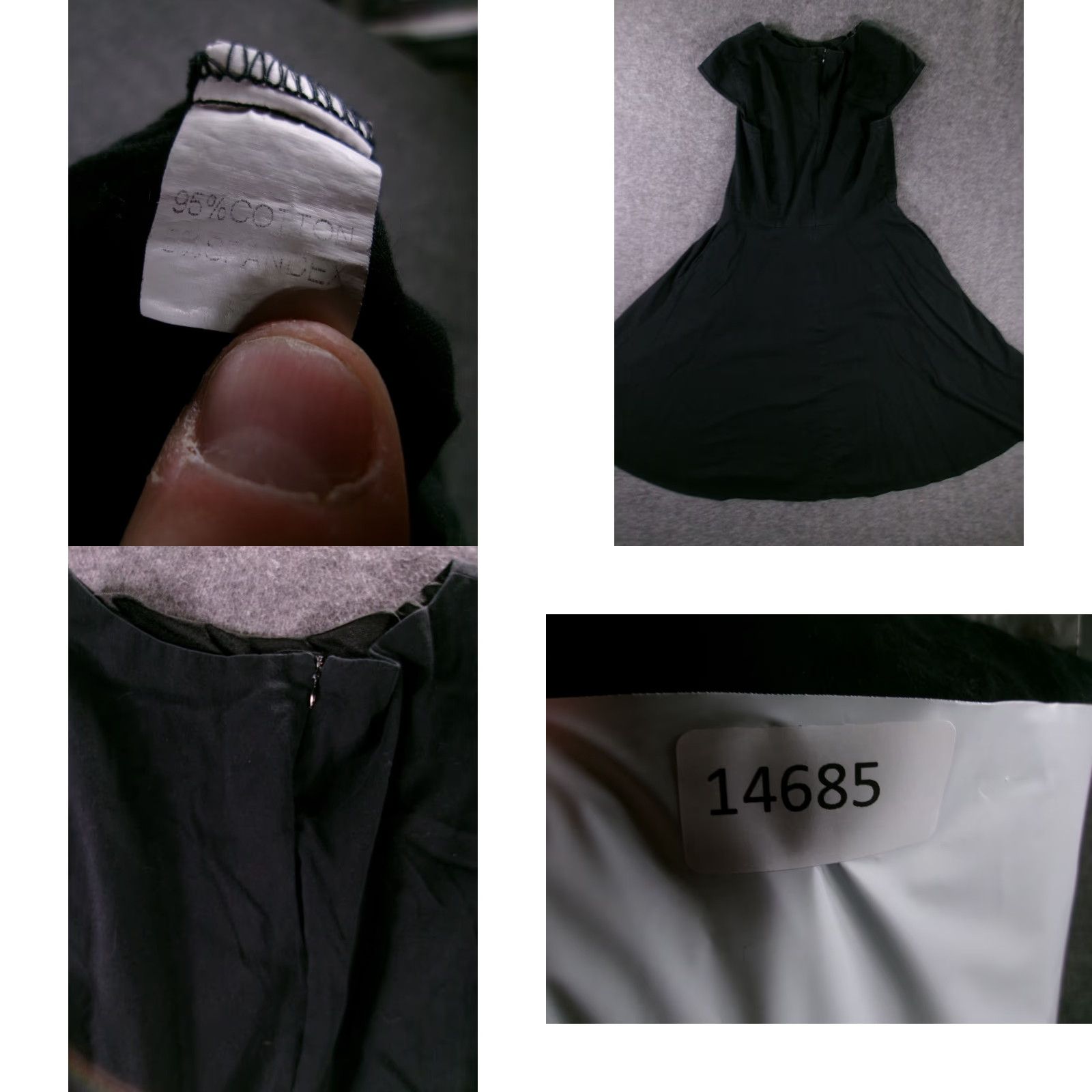 Vintage PUKAVT Dress Women Large Fit and Flare Cap Sleeve Black Cotton Spandex A-Line Size L / US 10 / IT 46 - 8 Thumbnail