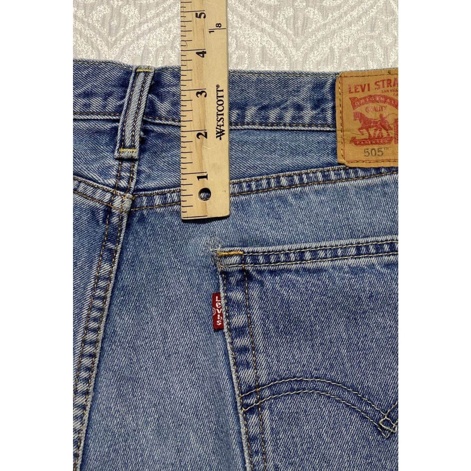 Levi's Levi's 505 Jeans Mens 36x32 Blue Denim Straight Leg Regular Fit Zip Fly Red Tab 5-Pocket Design Size US 36 / EU 52 - 3 Thumbnail