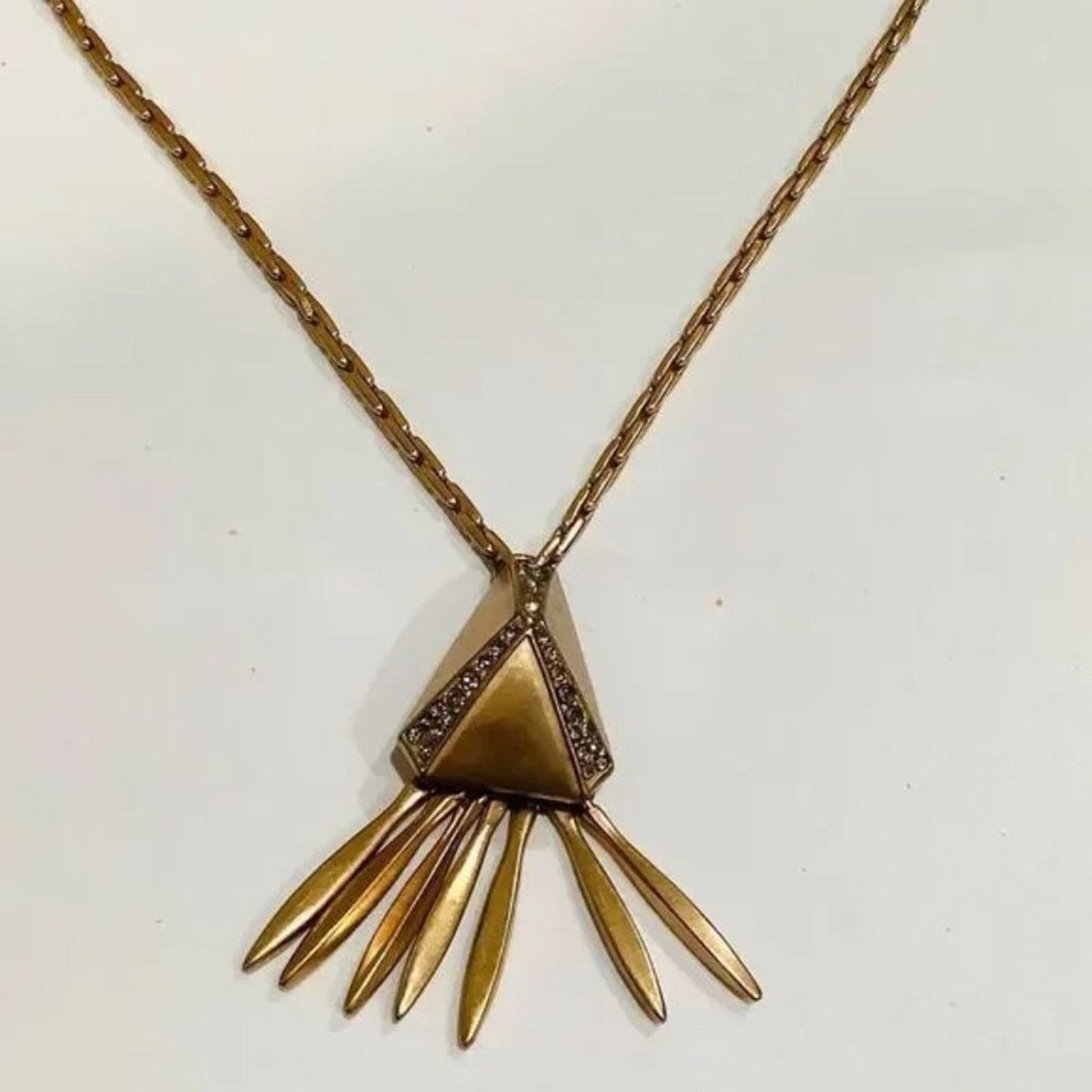 J.Crew J. CREW Long Strand Crystal Pave Tribal Pendant Necklace Size ONE SIZE - 3 Thumbnail