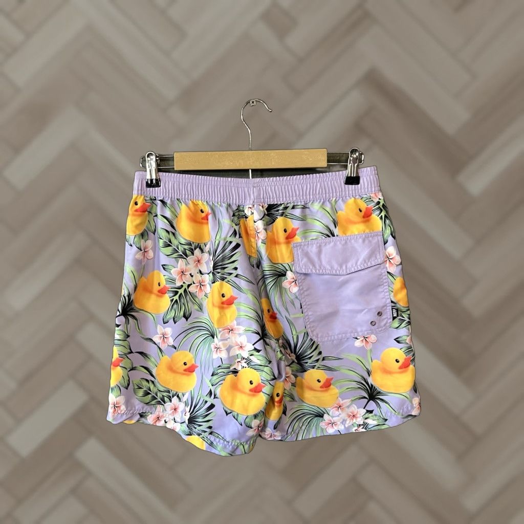 Vintage Neff Mens Purple Swim Trunks w/ lining Duck Pattern Size S Purple Duck Trunks Mens Size US 29 - 1 Thumbnail