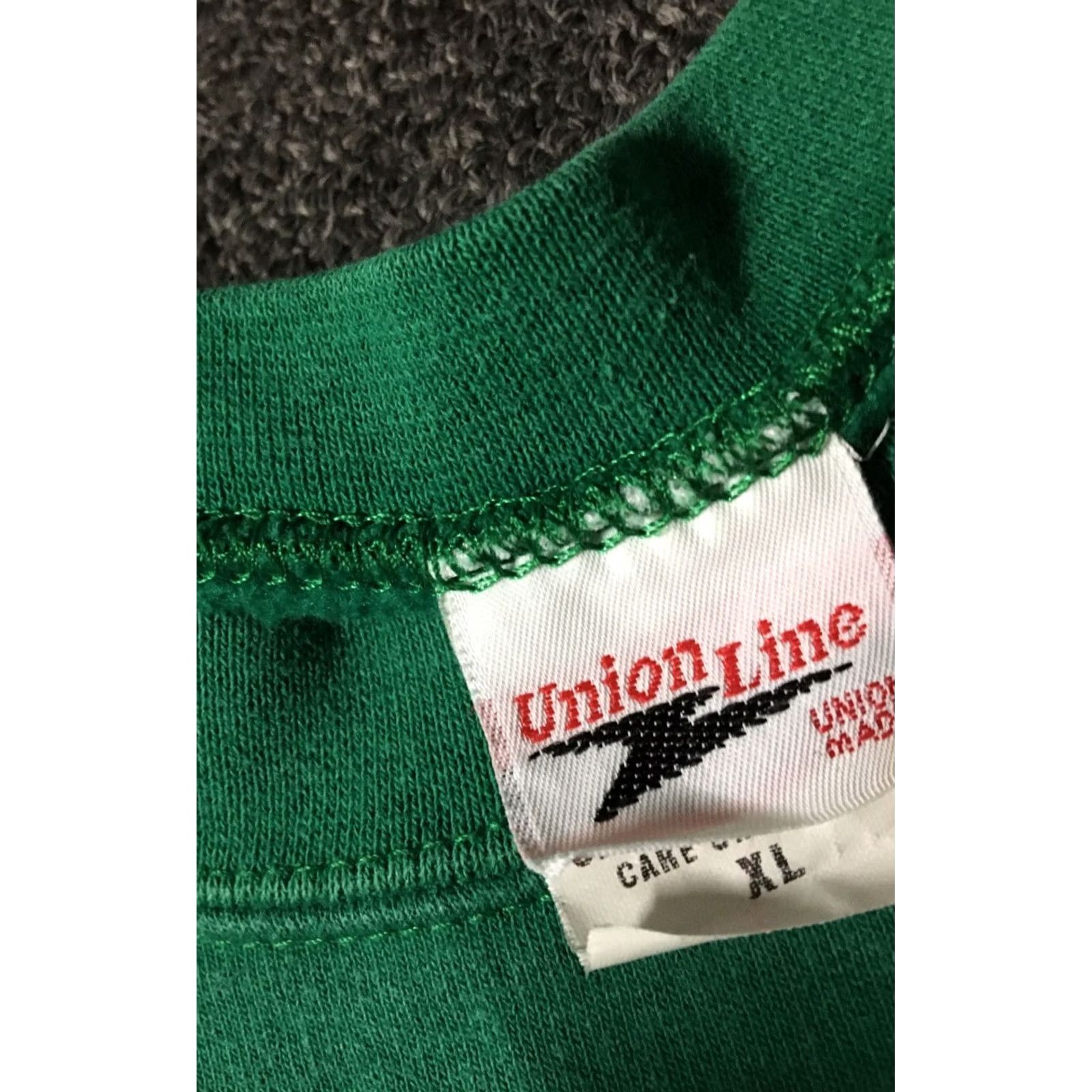 Vintage VINTAGE Union Line Sweatshirt XL Green 80s 90s Grunge USA Made Men Pullover Striped Logo Rock Size US XL / EU 56 / 4 - 4 Thumbnail