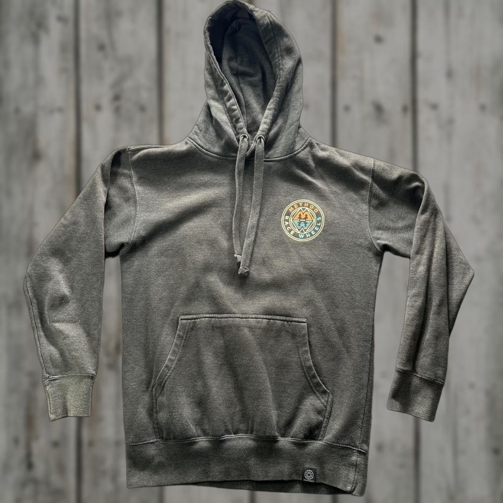 Vintage METHOD RACE WHEELS Hoodie Mens Medium Gray Graphic Print Pullover Sweatshirt Knit Fleece USA Size US M / EU 48-50 / 2 - 1 Thumbnail