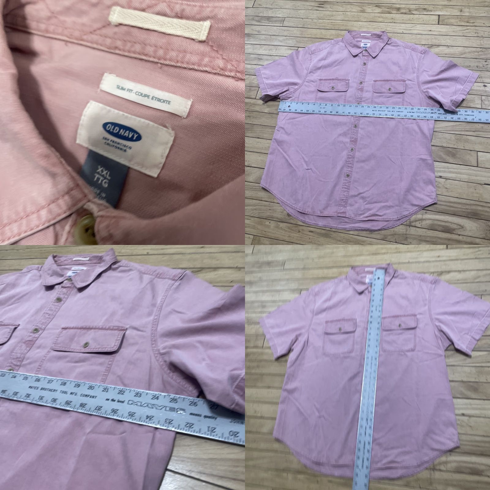 Old Navy Old Navy Shirt Men 2XL Slim Fit Pink Twill Utility Pockets XXL Size US XXL / EU 58 / 5 - 8 Thumbnail