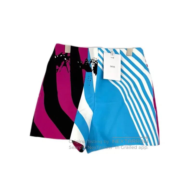 Dior Dior Rose-red and blue irregular pattern shorts Size 24" / US 00 / IT 34 - 1 Thumbnail