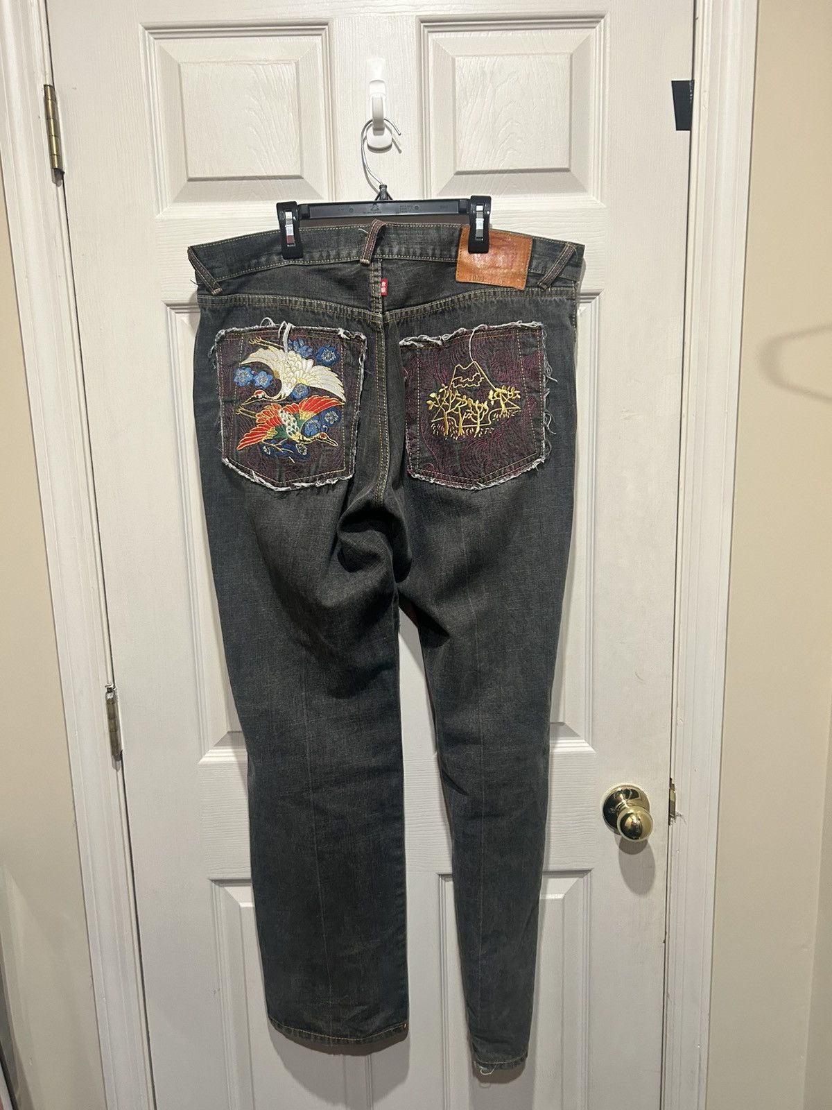 Japanese Brand Vintage Japanese Washed Denim Ed Hardy Styled Size US 33 - 3 Thumbnail