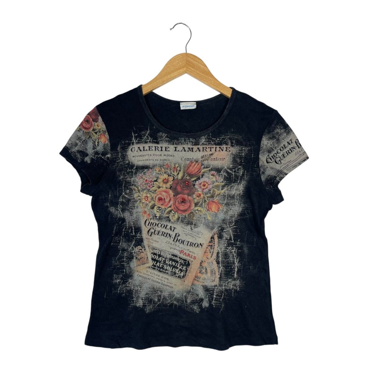 Vintage Fornia Vintage Floral Graphic T Shirt Paris Chocolat Grunge Size S / US 4 / IT 40 - 1 Thumbnail