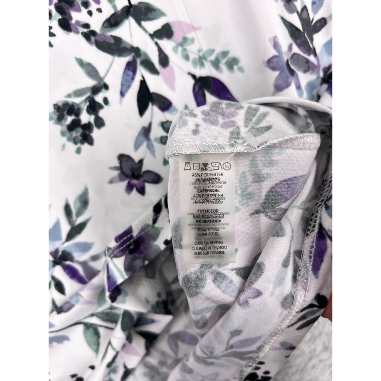 Karl Lagerfeld Karl Lagerfeld Shirt Womens 1X White Floral Polyester Blend Stretch Size XL / US 12-14 / IT 48-50 - 4 Thumbnail