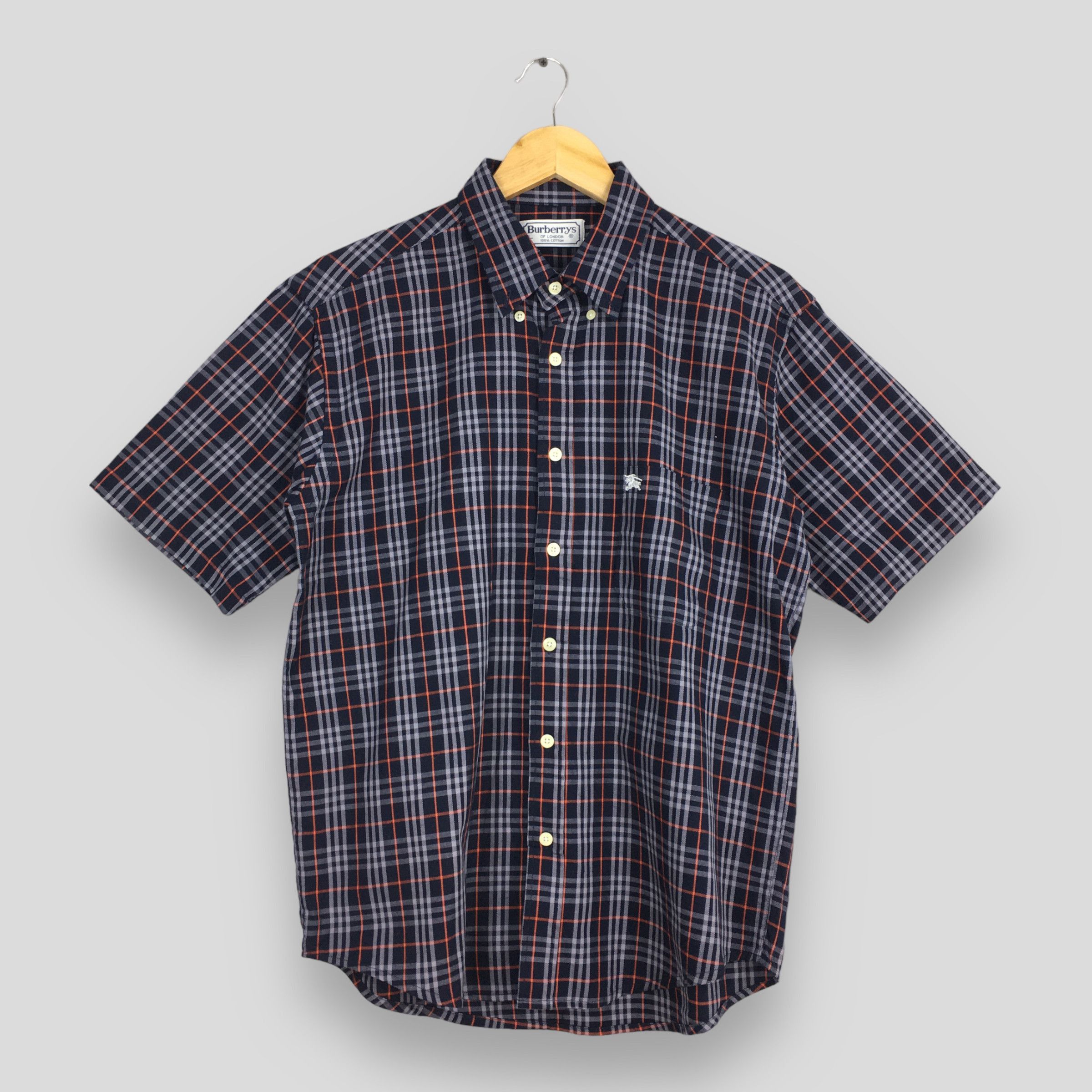 Burberry × Burberry Prorsum × Vintage Vintage 90's Burberrys Nova Check Blue Button Up Shirt M Size US M / EU 48-50 / 2 - 1 Thumbnail