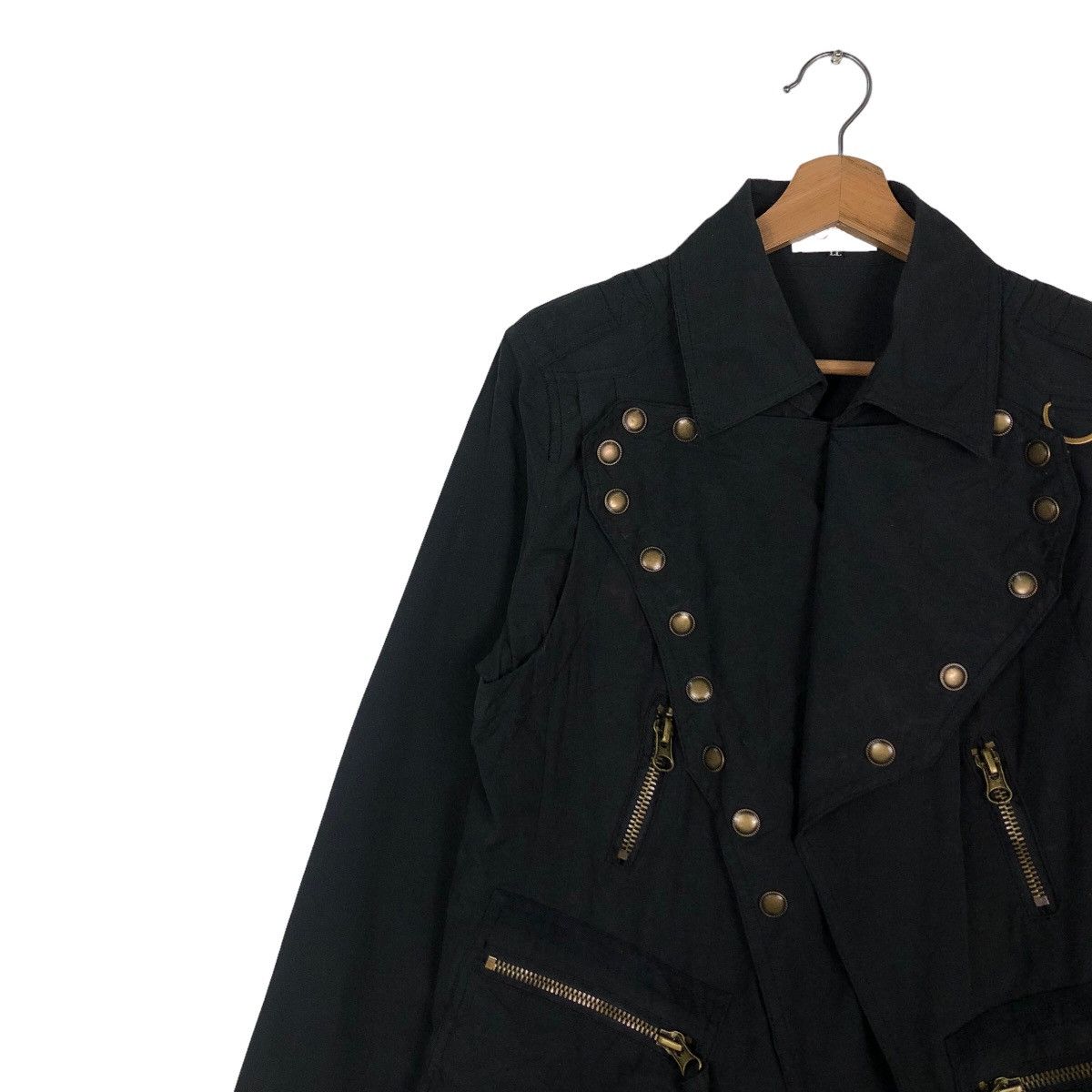 Japanese Brand Rich Black Double Collar Biker Jacket Punk Otto Issey Miyake Size US L / EU 52-54 / 3 - 7 Thumbnail