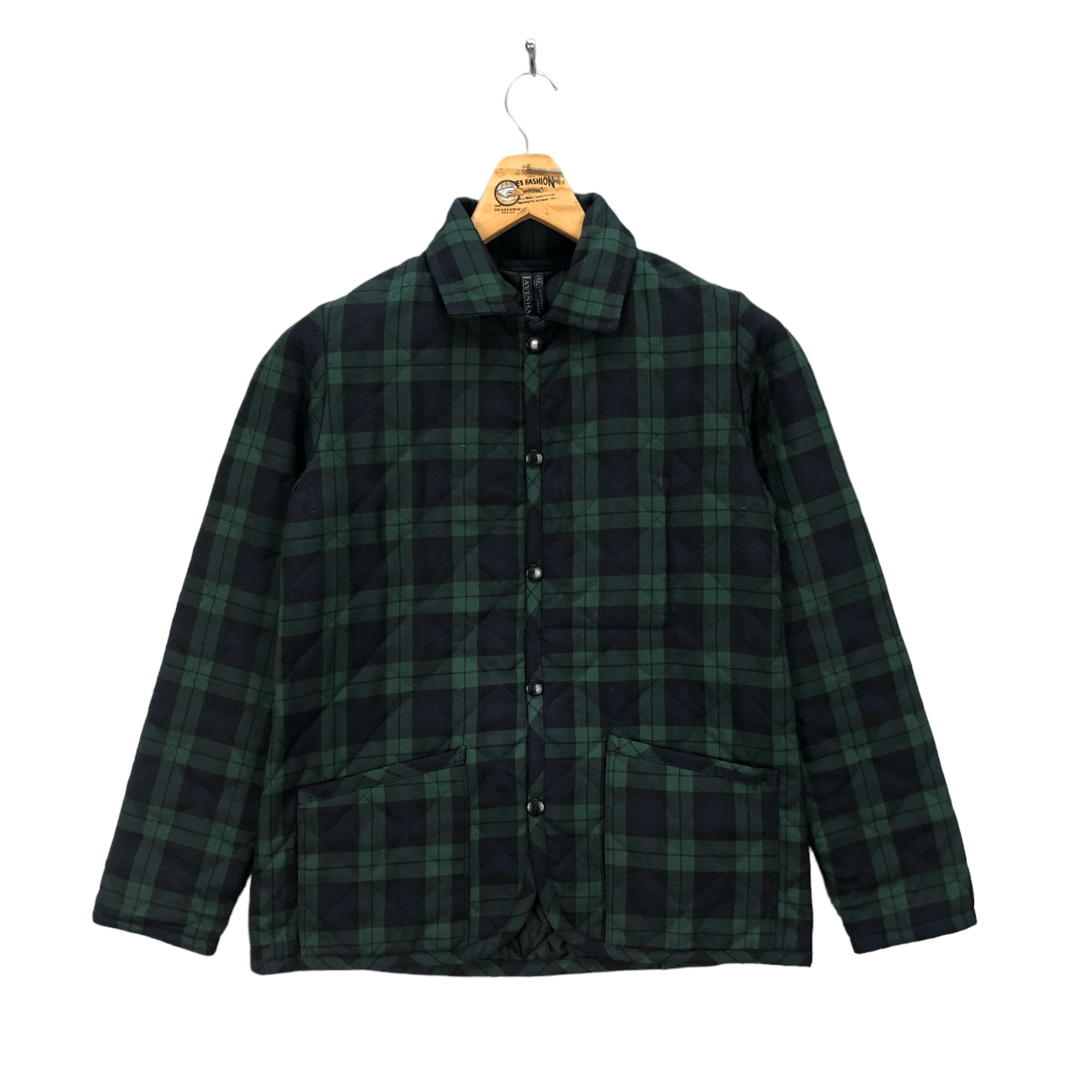 image of Lavenham Levenham Suffolk Green Checked Quilted Jacket 5314-183, Men's (Size XS)
