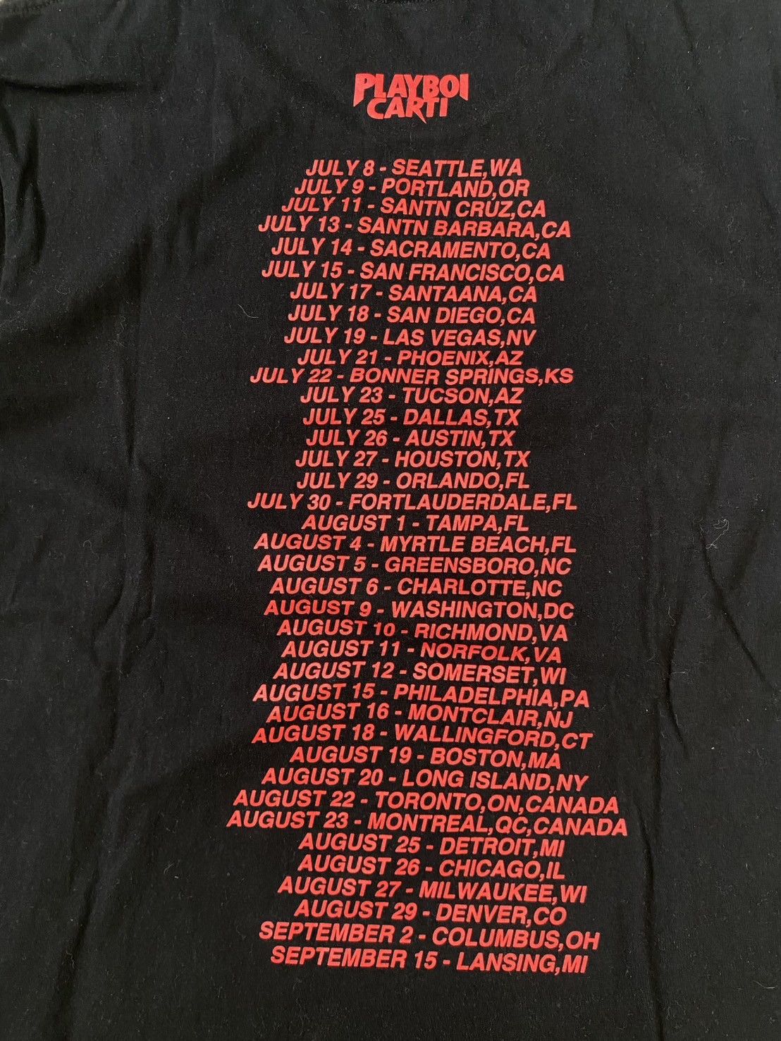 Rap Tees Bootleg Playboi Carti Tour Promo Tee Size US L / EU 52-54 / 3 - 5 Thumbnail
