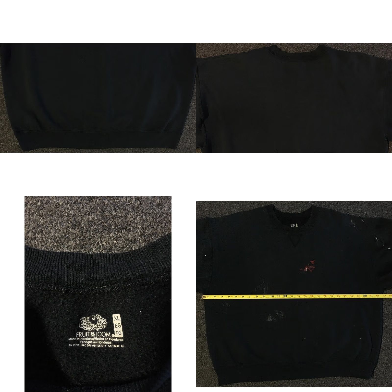 Fruit Of The Loom VINTAGE Fruit of the Loom Sweatshirt XL Black Distressed Paint Grunge Surf Skate Punk 80s Mens Size US XL / EU 56 / 4 - 8 Thumbnail