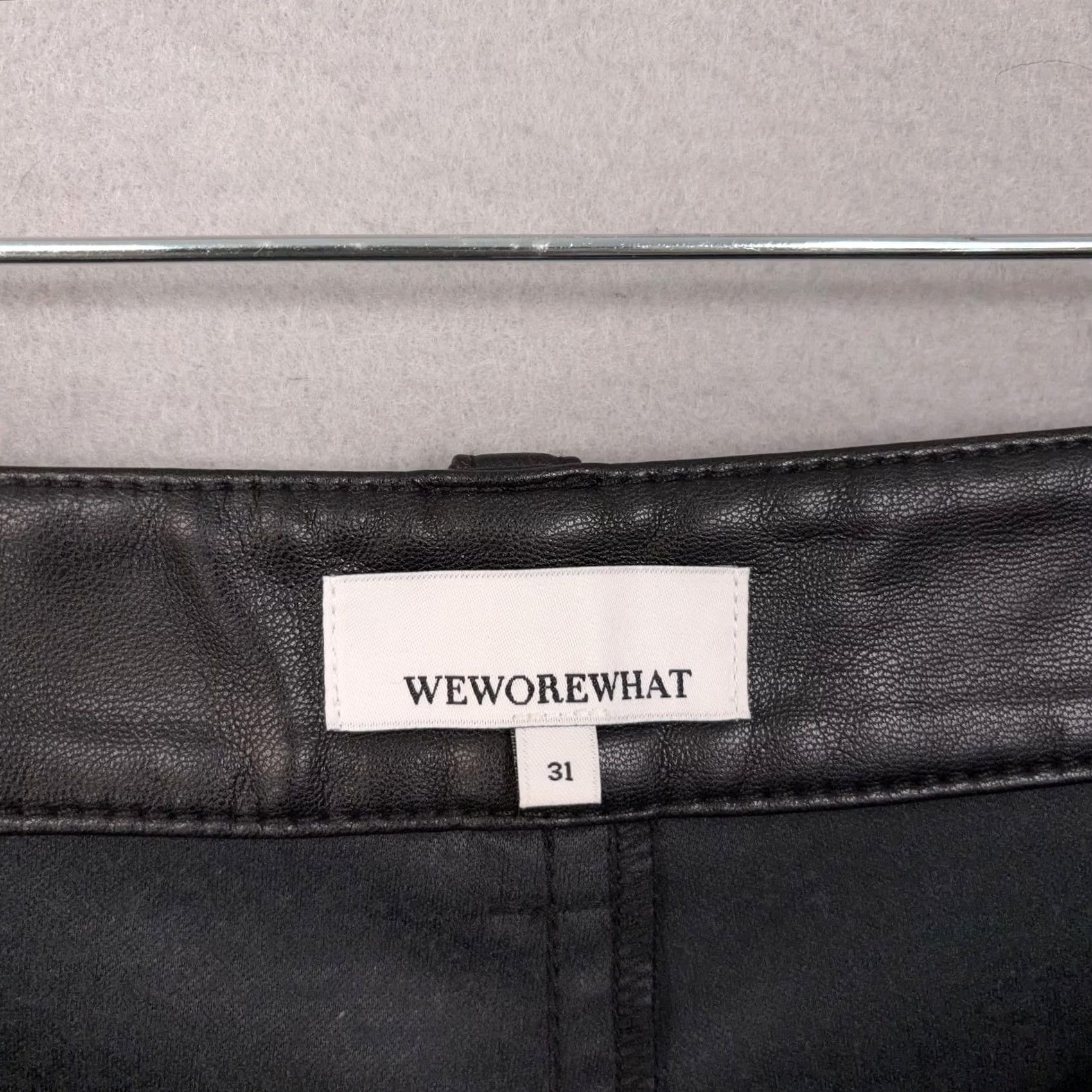 Vintage WeWoreWhat Dress Womens 31 Black Pants Faux Leather Wide Leg Baggy High Rise Dressy Size 24" / US 00 / IT 34 - 7 Thumbnail