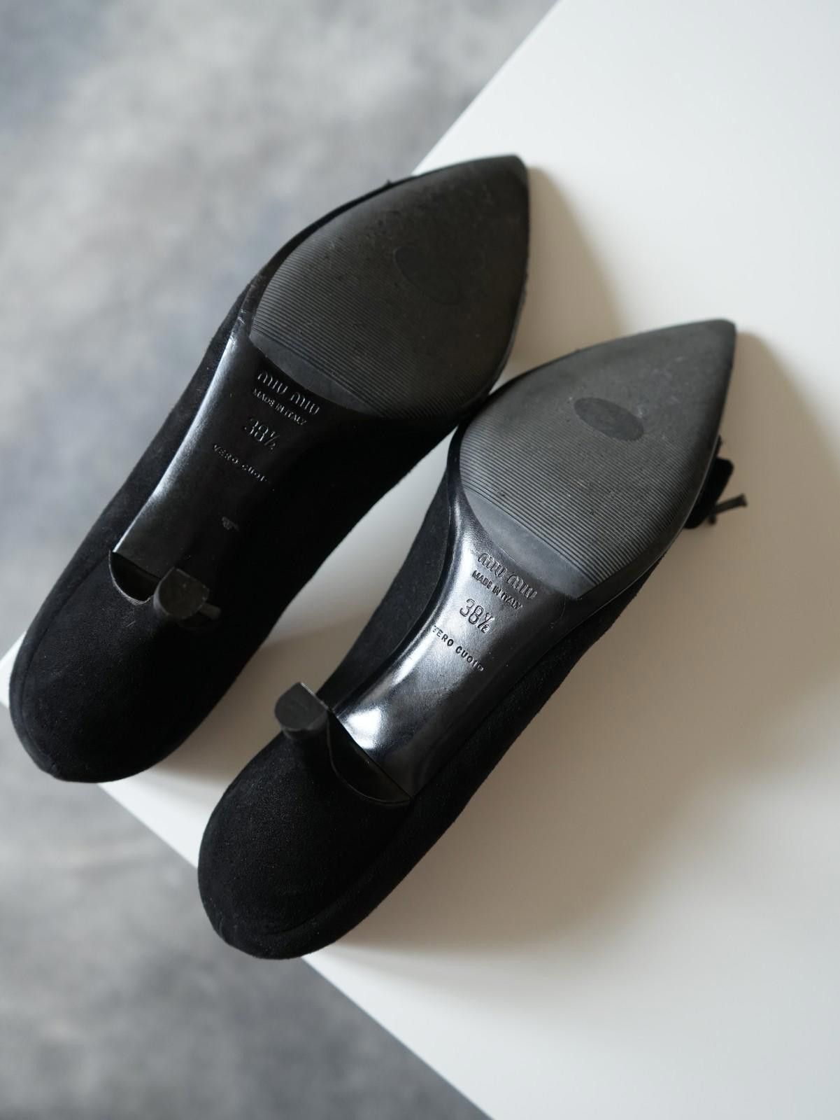 Miu Miu 2000s Miu Miu Suede Bow Buckle Pointed Toe Heel Pump Size US 8.5 / IT 38.5 - 10 Thumbnail