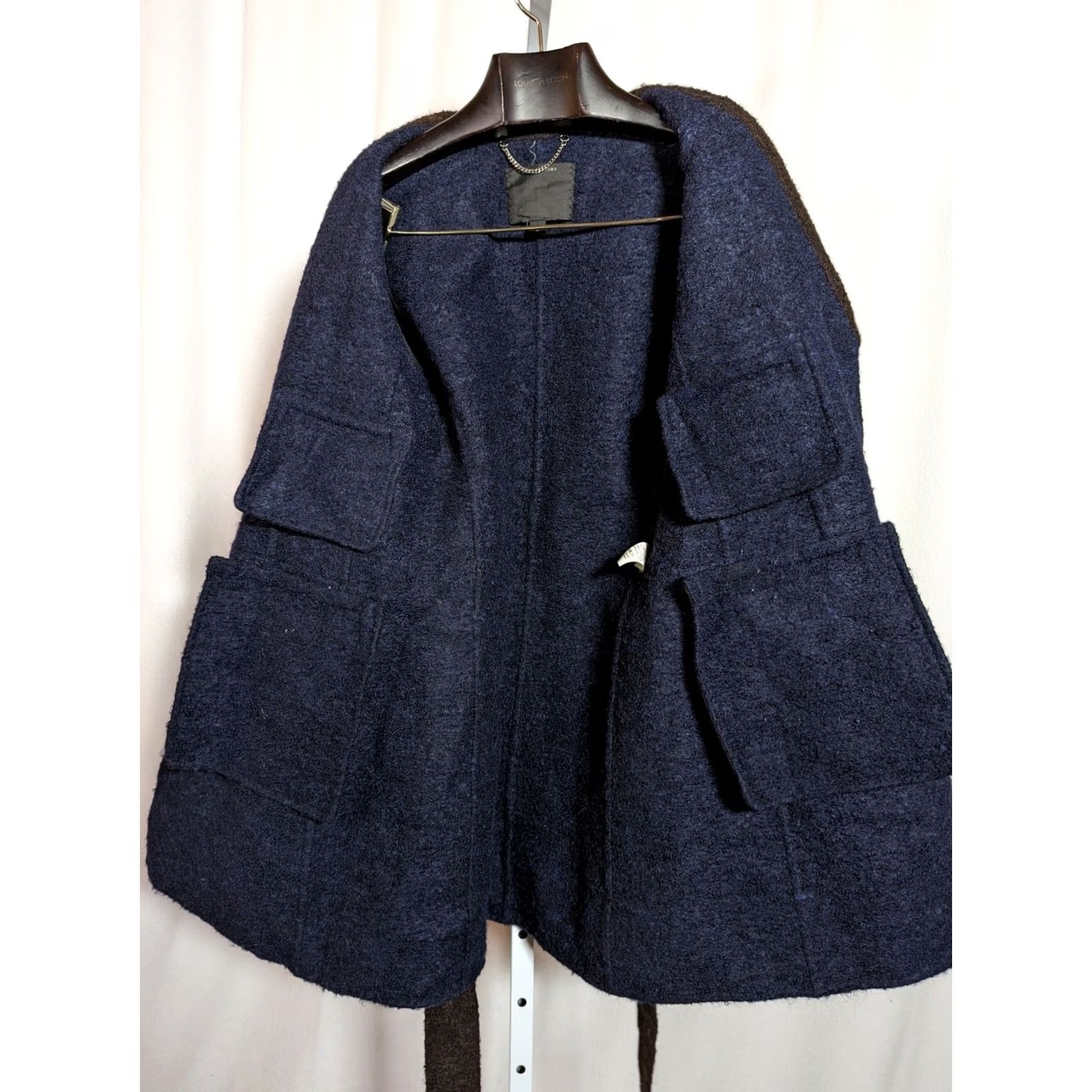 Marc Jacobs Marc Jacobs AW 2015 Blue Brown Llama Wool Belted Jacket Size 4 Womens Jacket Long Belted Blue Retro 2010s 2015 Womens Size S / US 4 / IT 40 - 5 Thumbnail