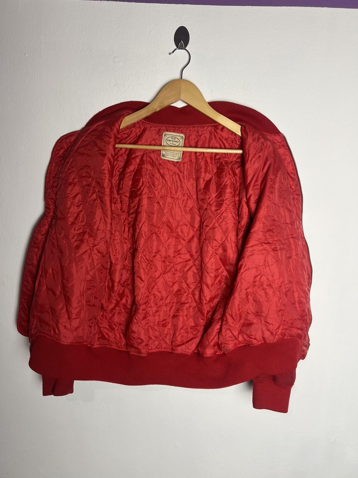 Japanese Brand Vintage Red Bomber Jacket Sab Street by Atelier Sab Size US L / EU 52-54 / 3 - 9 Thumbnail