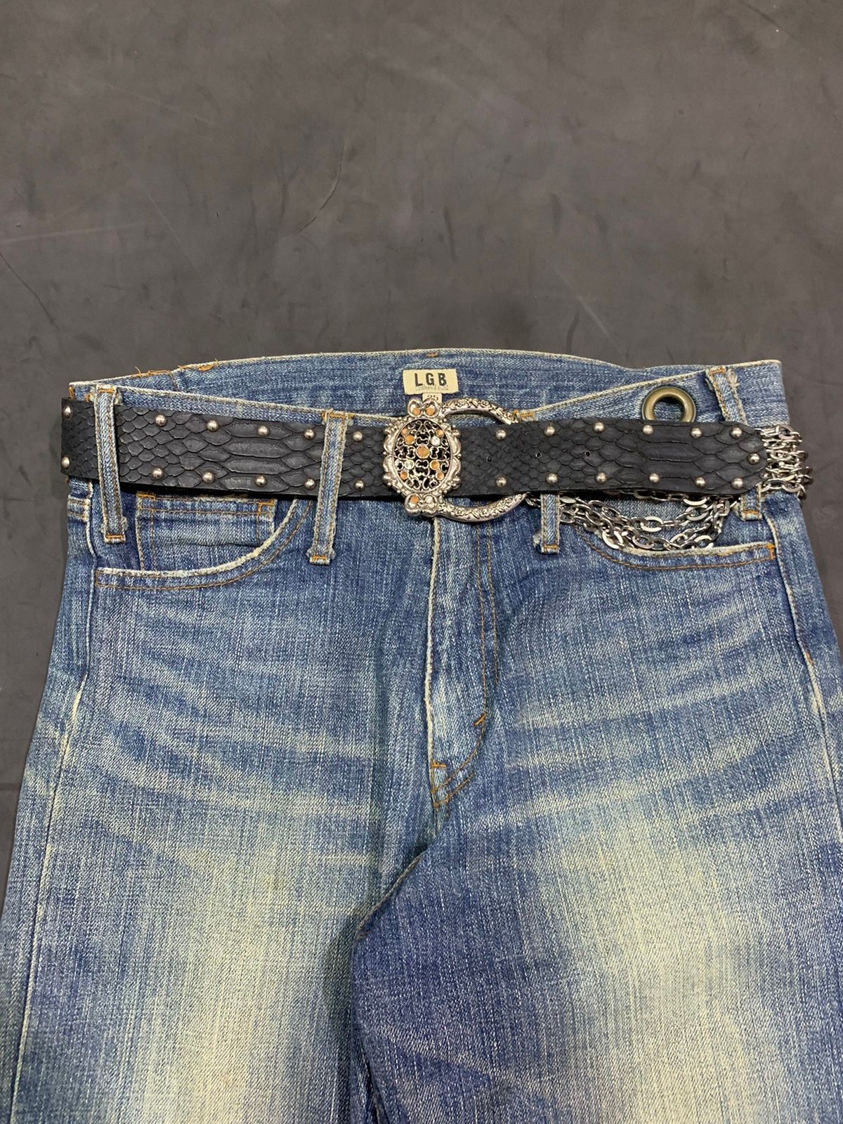 Pre-owned 14th Addiction X If Six Was Nine Uknown Japanese Chain Big Belt Studed In Black