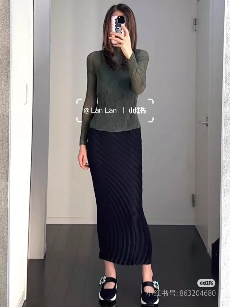 Issey Miyake Issey Miyake size:2 Mossy green willow striped pleated lon Size S / US 4 / IT 40 - 7 Thumbnail