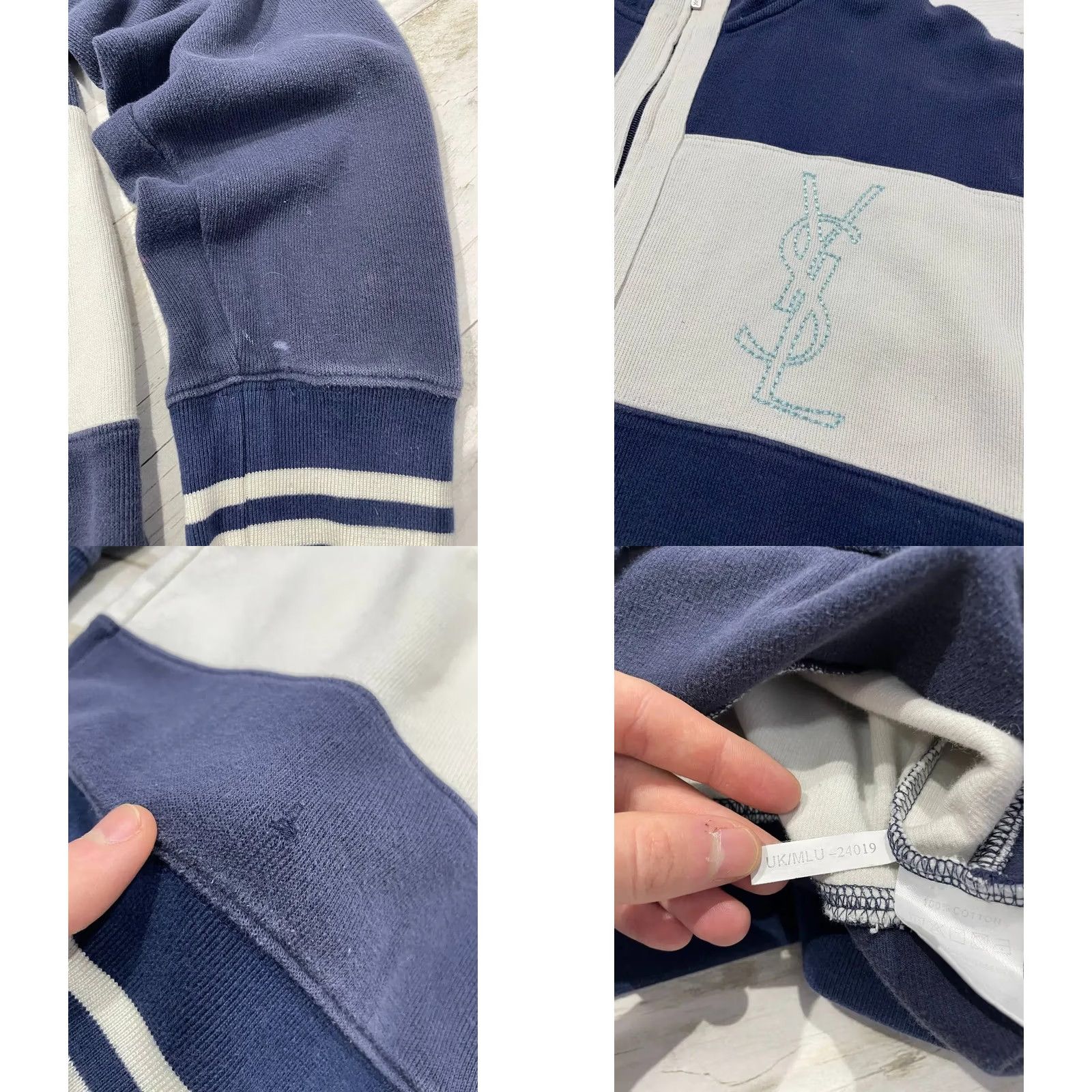 Yves Saint Laurent VINTAGE Yves Saint Laurent Sweatshirt Zip Up Jacket YSL Big Logo 90s Men XL Blue Size US XL / EU 56 / 4 - 8 Thumbnail