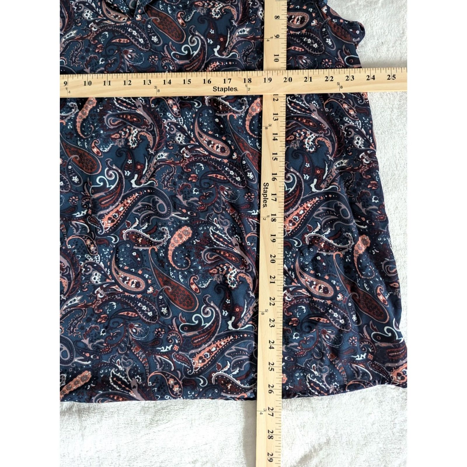 Vintage Papermoon Blouse Sleeveless Navy Paisley Blue V-Neck Ruffle Women 2X Plus(Size) Boho Casual Womens Size XXL / US 16-18 / IT 52-54 - 4 Thumbnail