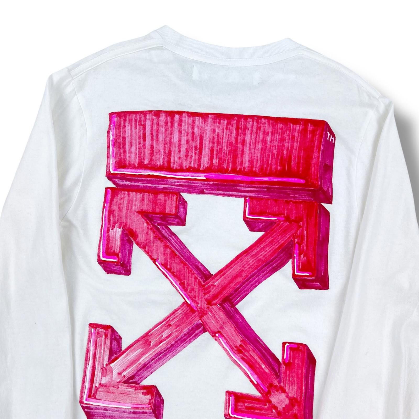 Off-White Off-White Pink Marker Arrows White Long Sleeve T Shirt Size US S / EU 44-46 / 1 - 1 Thumbnail