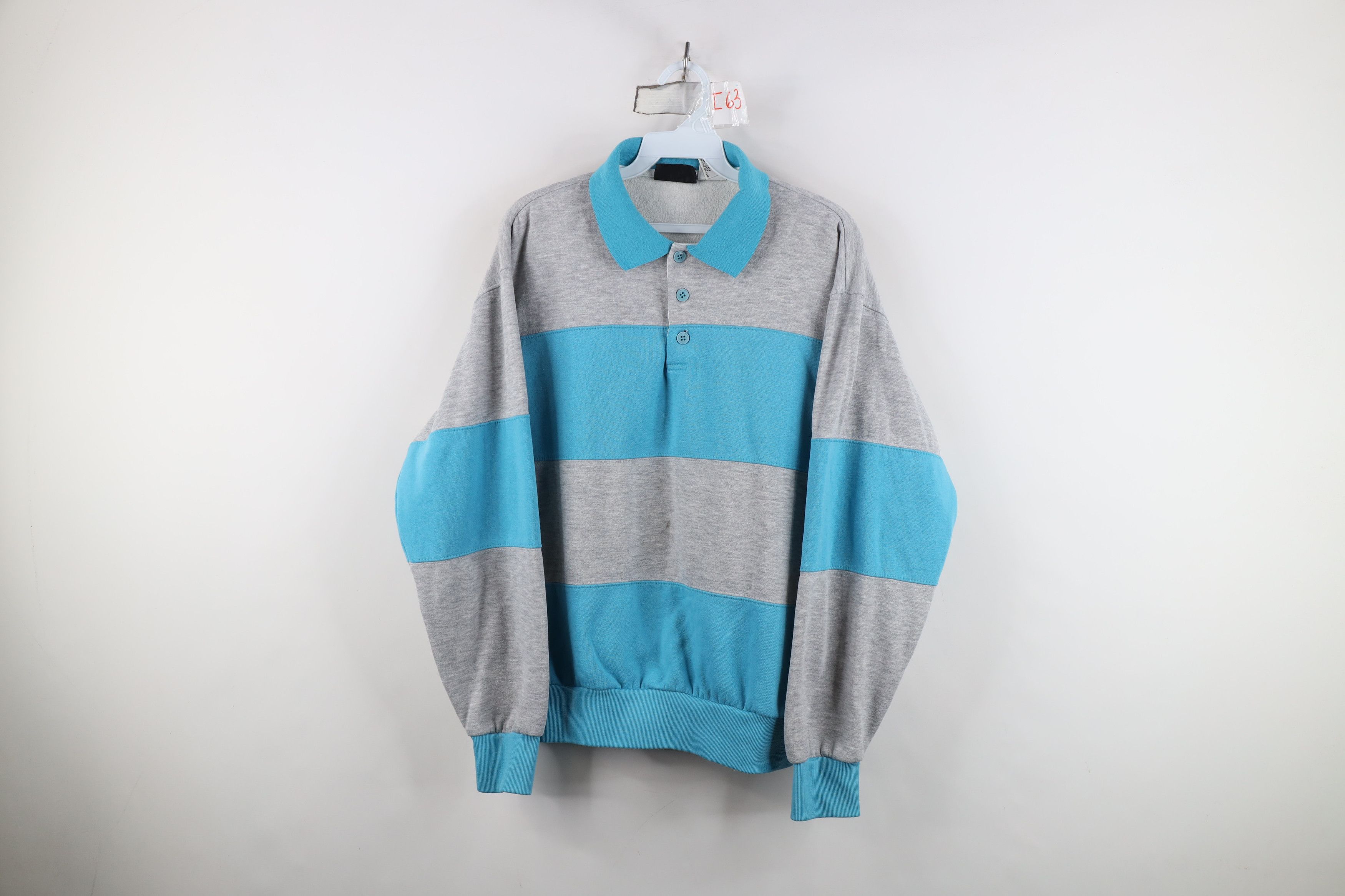 Vintage Vintage 90s Streetwear Block Collared Pullover Sweatshirt Size XL / US 12-14 / IT 48-50 - 1 Thumbnail
