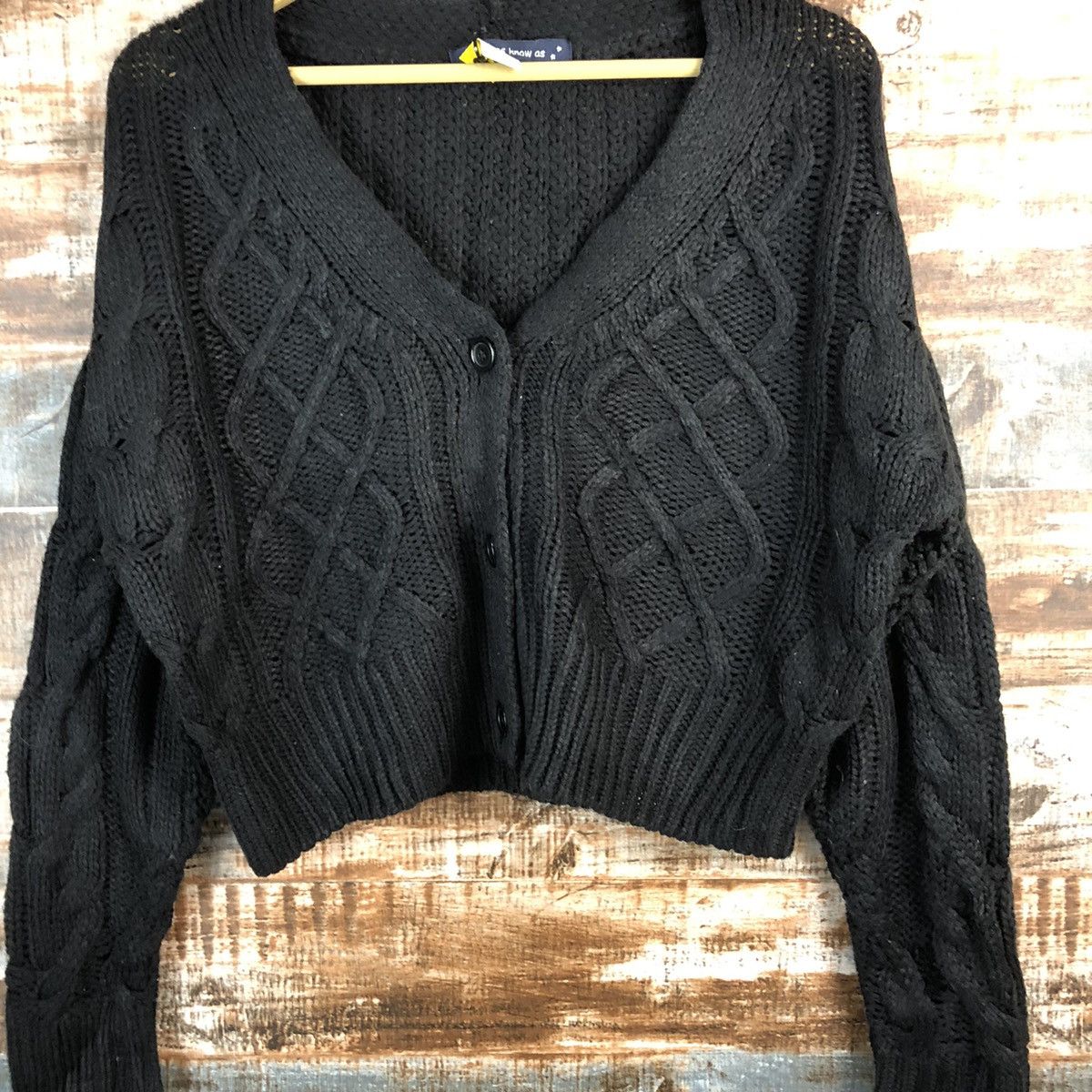 Homespun Knitwear As Know As Black croptop Cardigan Knitwear #A2324 Size L / US 10 / IT 46 - 3 Thumbnail