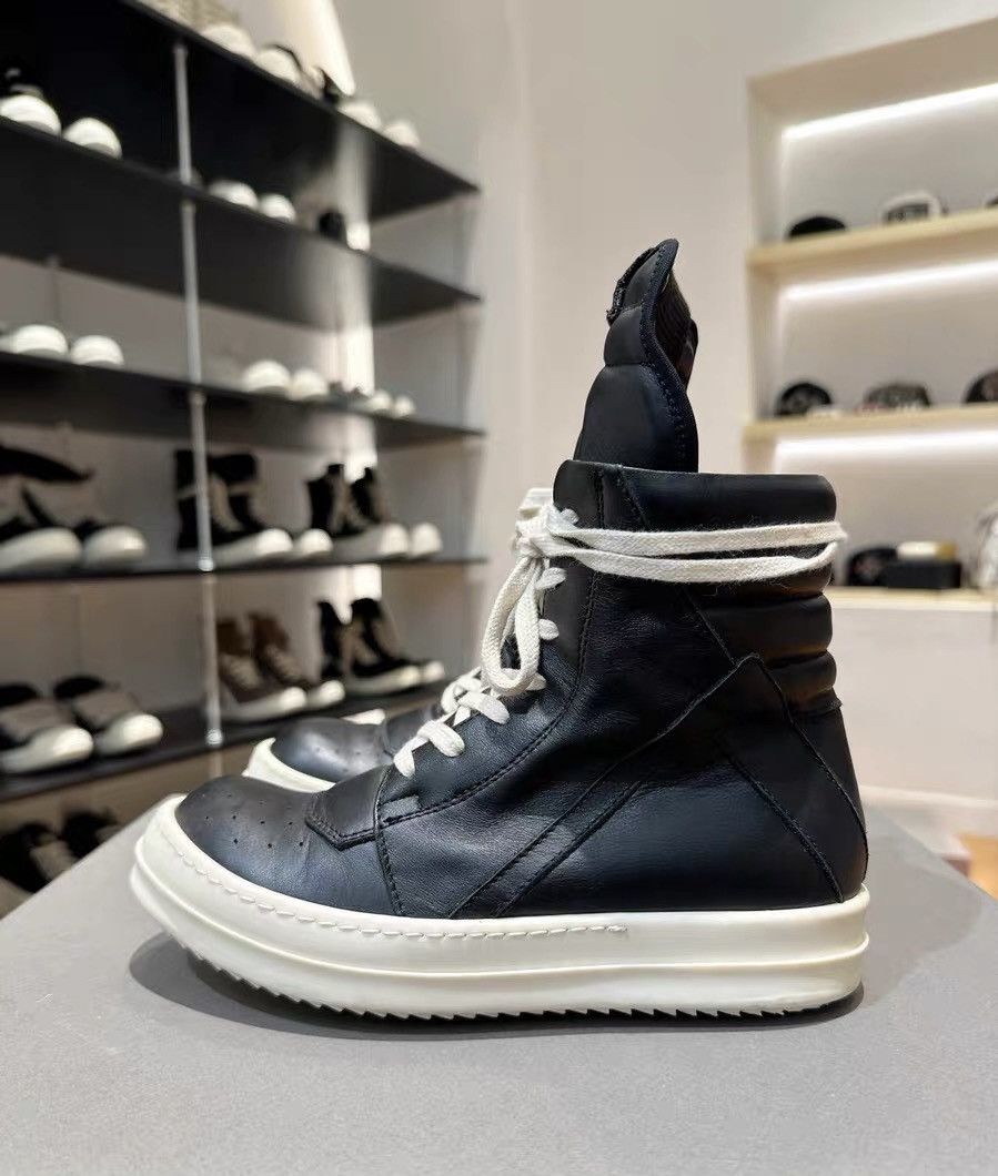 Rick Owens Rick Owens Classic Black Leather Geobasket High-Top Size US 5 / IT 35 - 1 Thumbnail