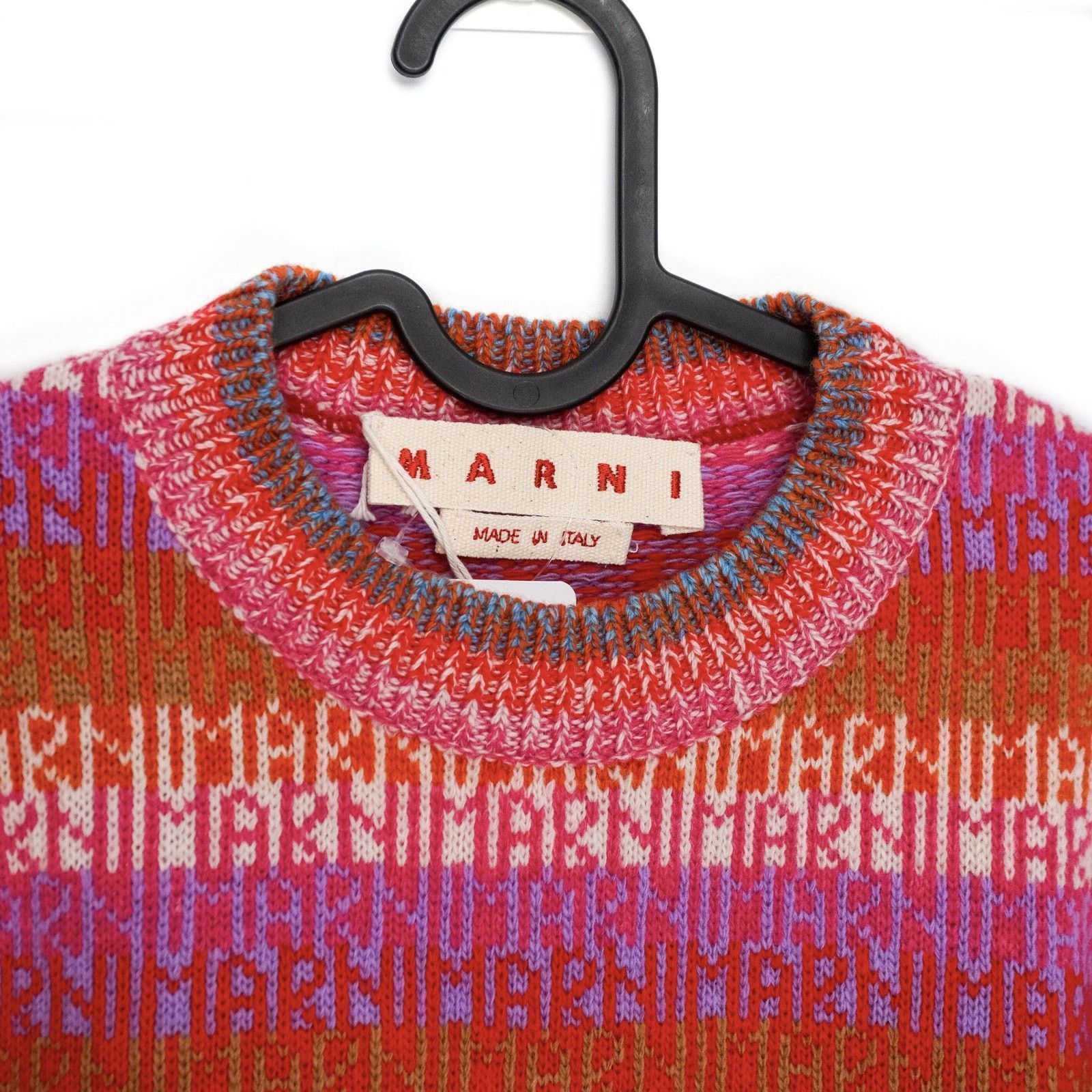 Marni Marni Striped Logo Knit Multicolor Wool Crew Sweater Size US S / EU 44-46 / 1 - 5 Thumbnail