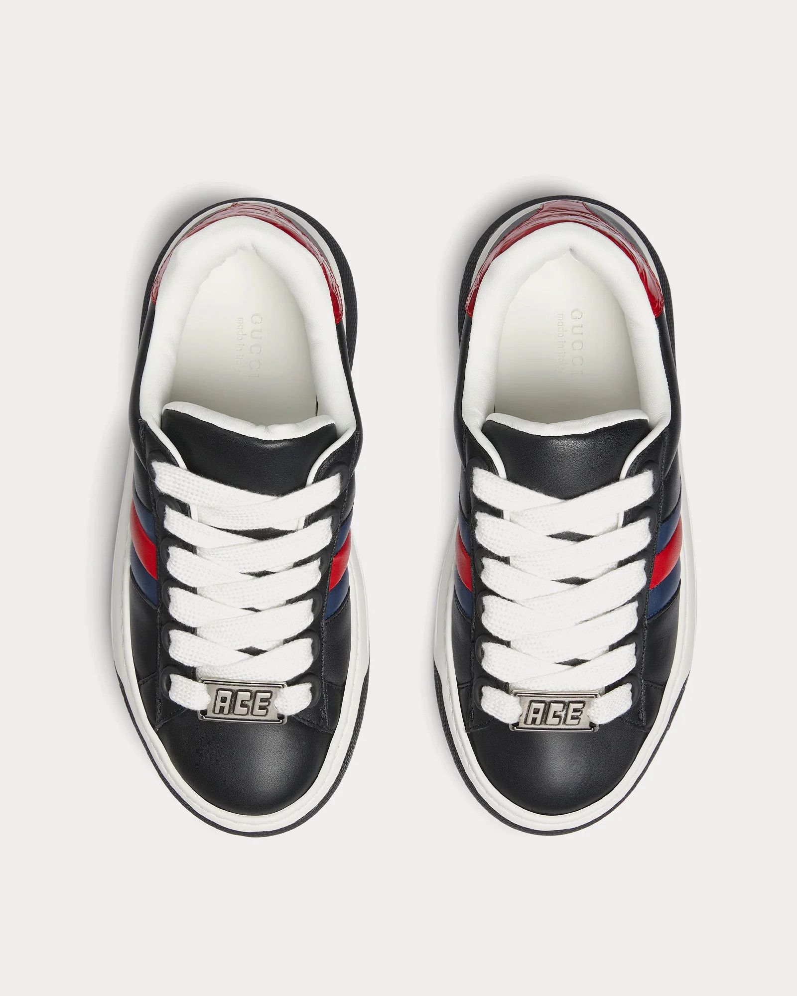 Gucci o1loc1c0226 Women's Gucci Ace Trainer With Web in Black Size US 5 / IT 35 - 2 Thumbnail