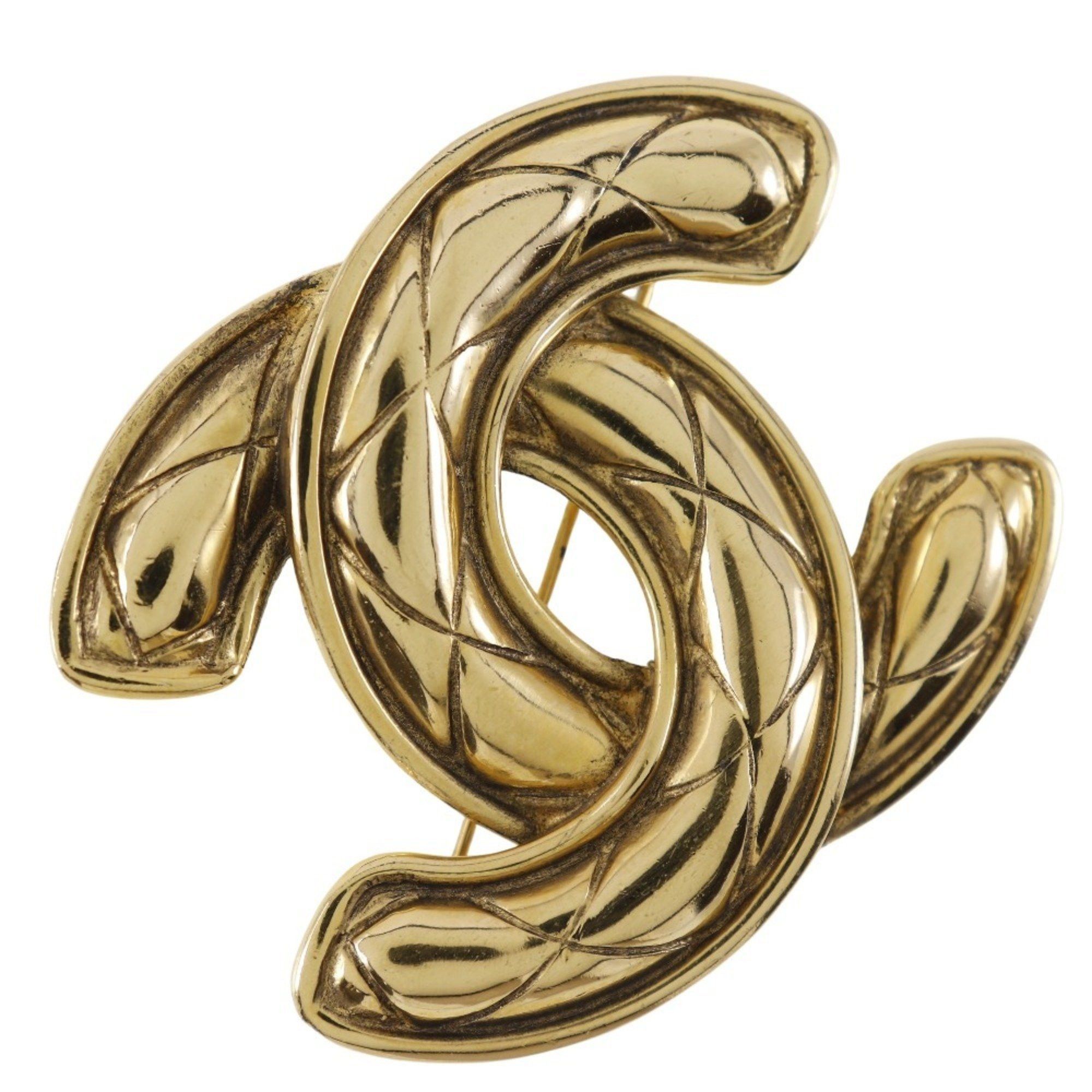 CHANEL COCO Mark Brooch Matelasse Gold Plated Approx. 31.4g Women's I111624151