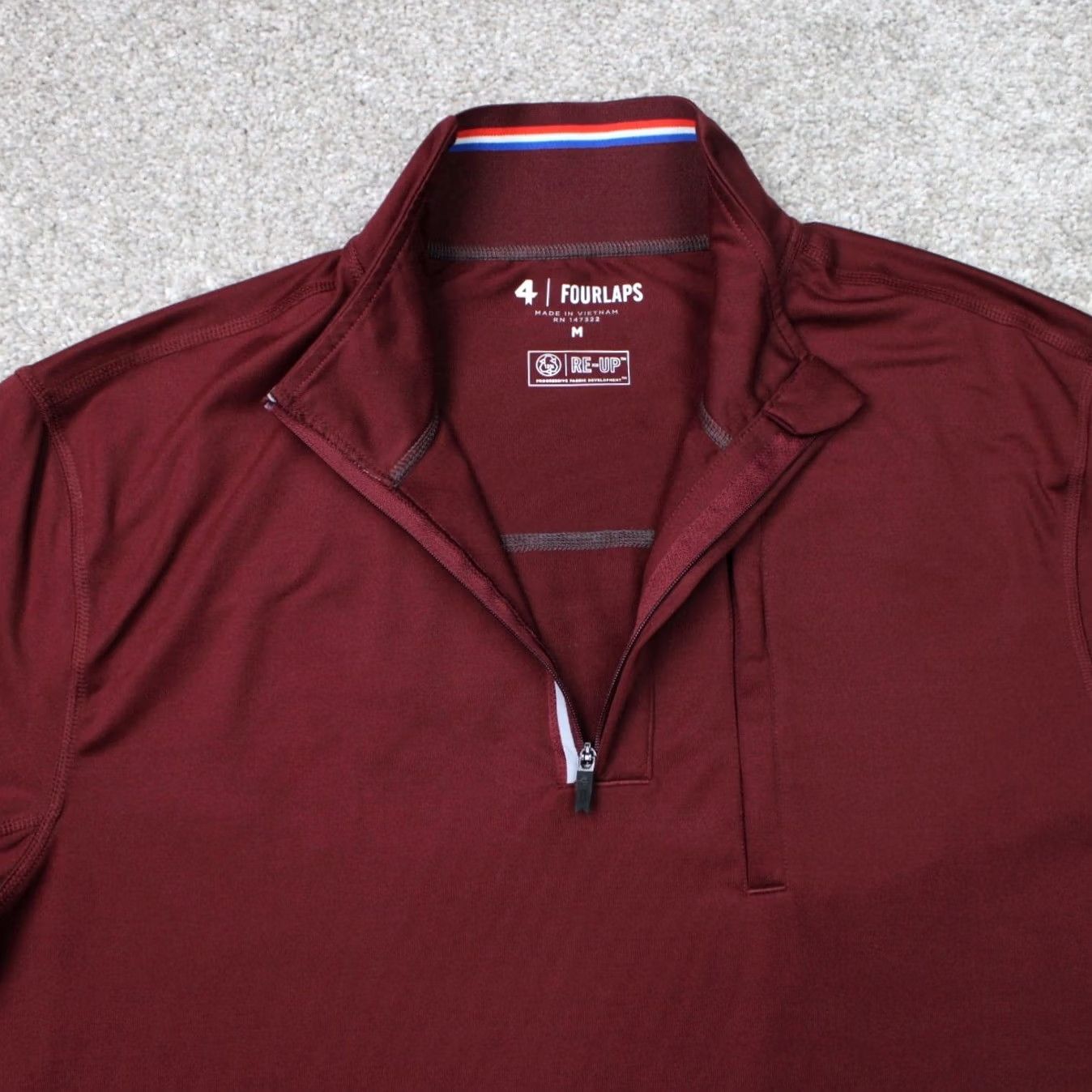 Vintage Fourlaps Mens Sweatshirt Red 1/4 Zip Long Sleeve Pullover Polyester Spandex Crew Neck L/S Size US M / EU 48-50 / 2 - 5 Thumbnail