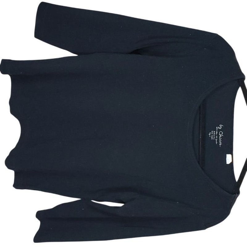 Chicos Chico's Black 3/4 Sleeve Knit Top Stretch Size 2 Size L / US 10 / IT 46 - 1 Thumbnail