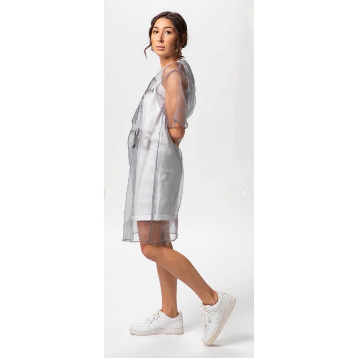 Helmut Lang HELMUT LANG SHEER LOGO T-SHIRT DRESS Size S / US 4 / IT 40 - 20 Thumbnail